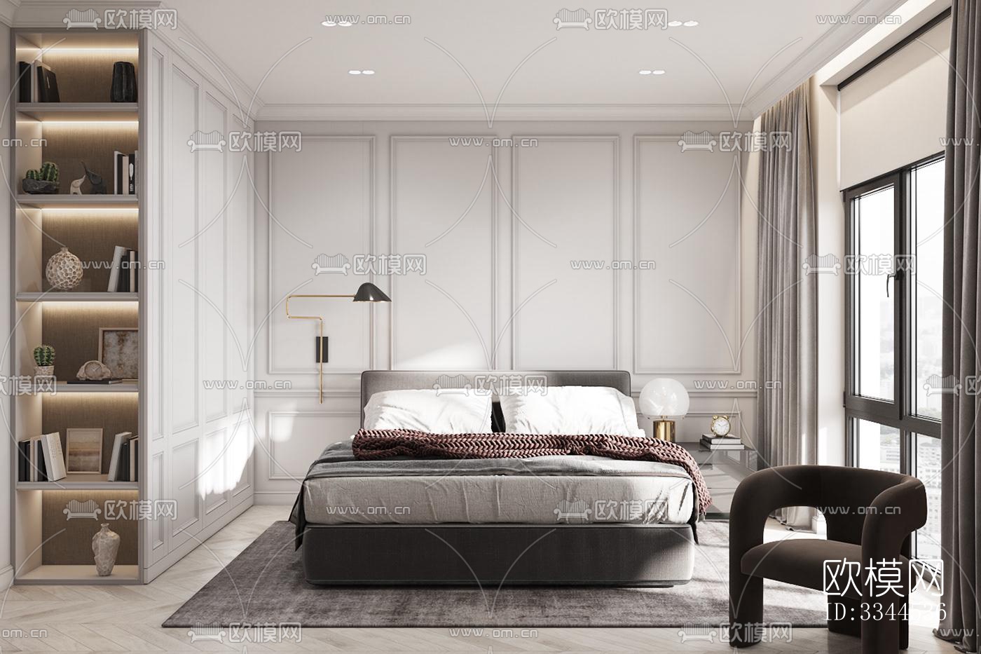 现代卧室效果图下载（渲染图3）