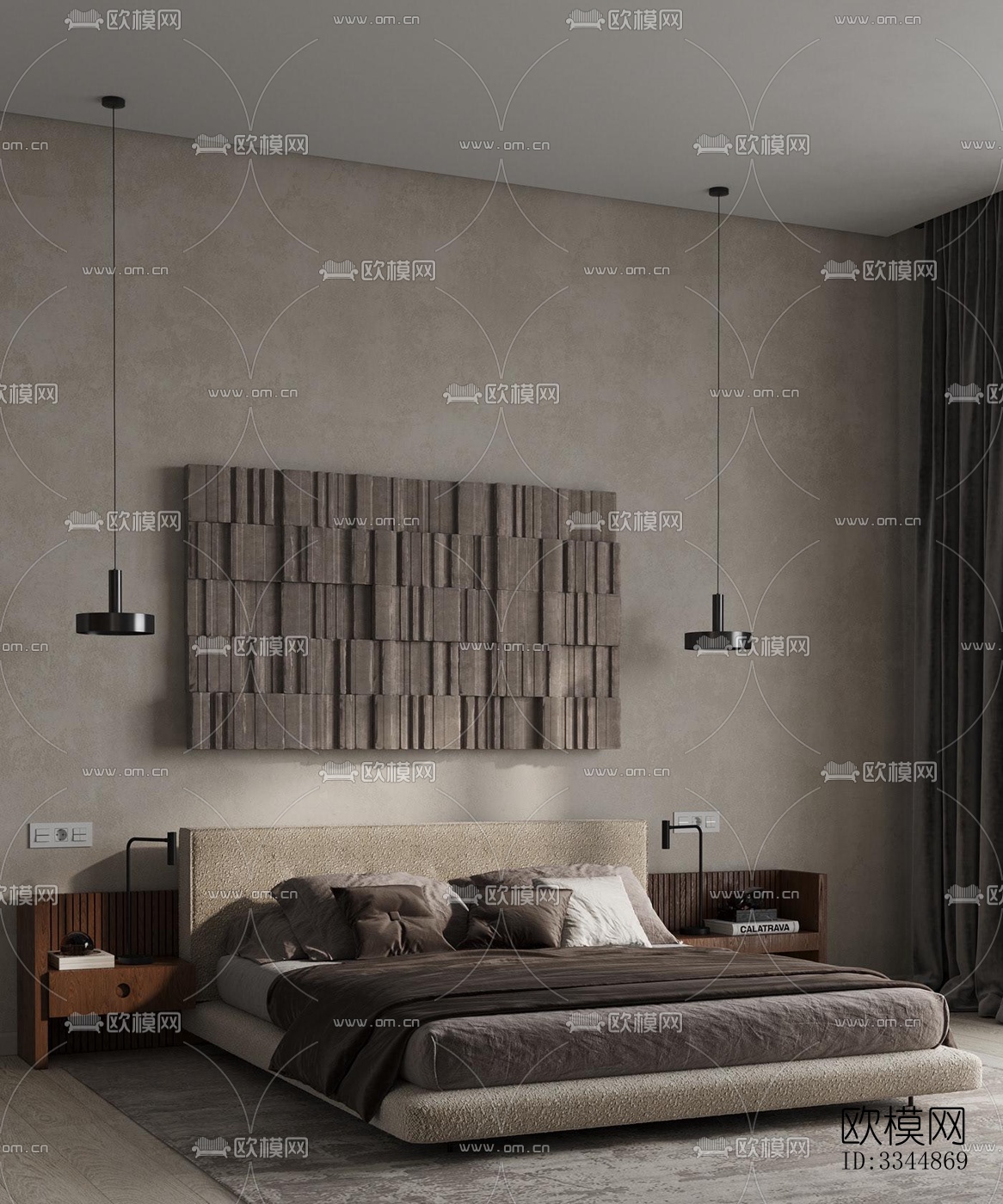 现代卧室效果图下载（渲染图1）