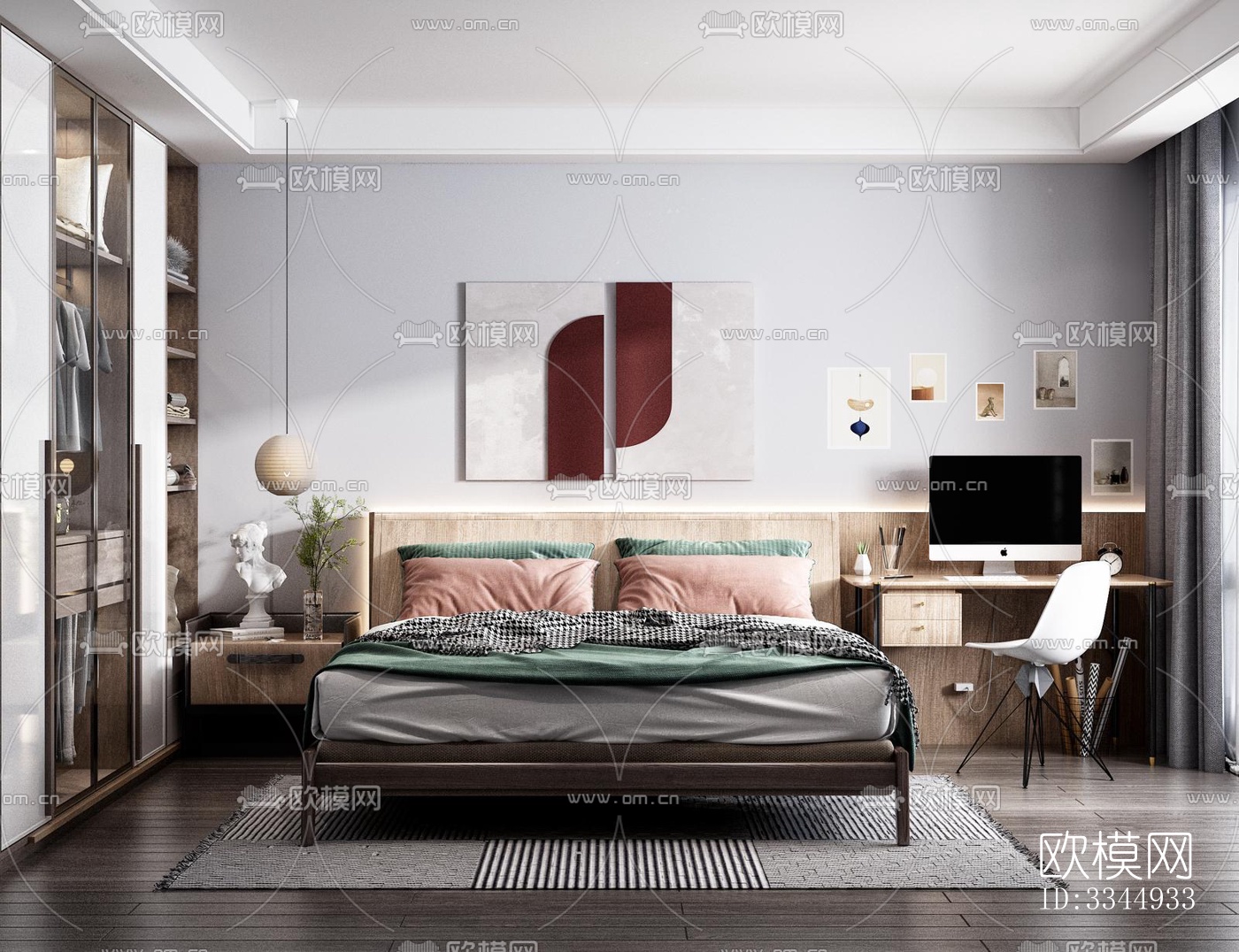 现代卧室效果图下载（渲染图3）