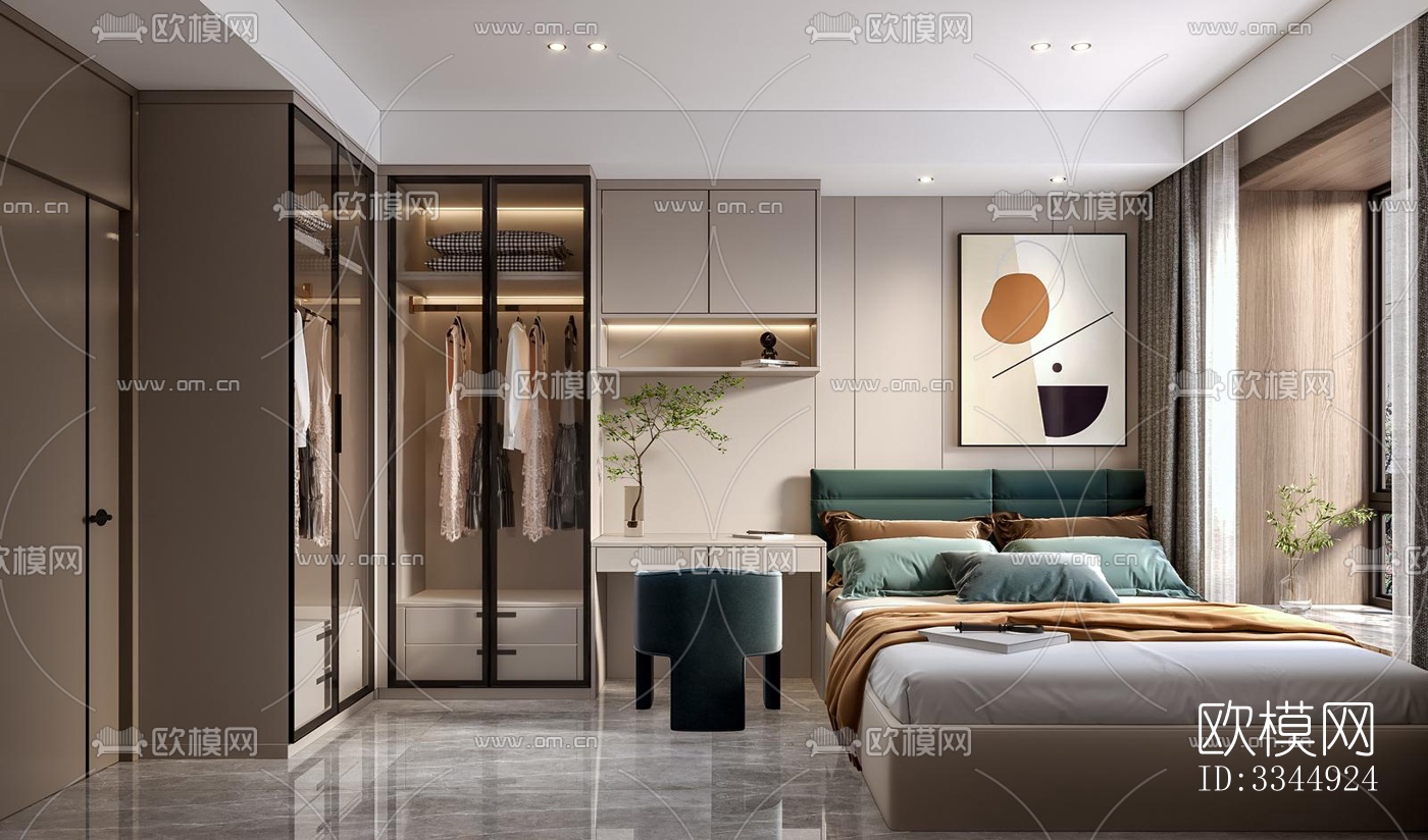 现代卧室效果图下载（渲染图17）