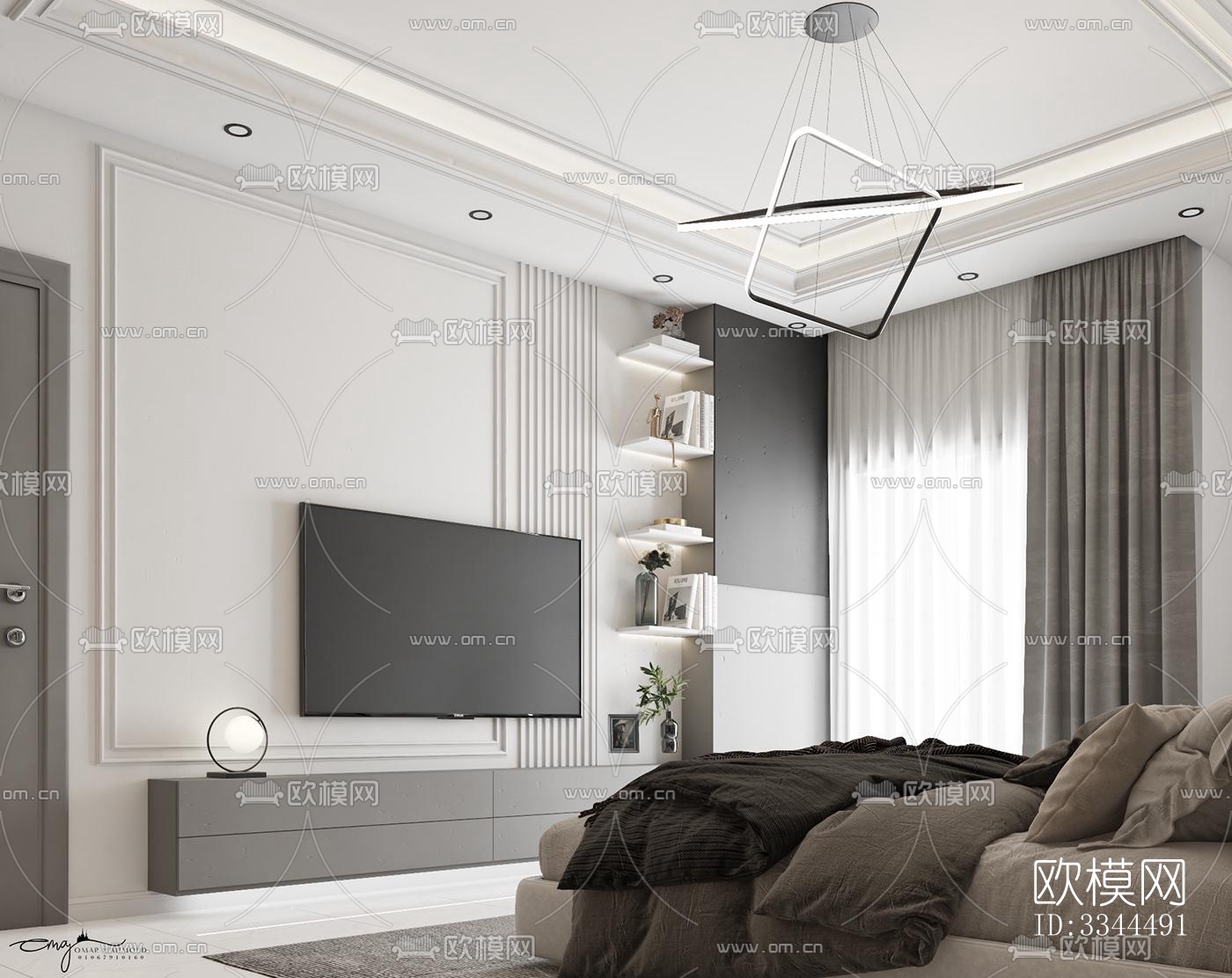 现代卧室效果图下载（渲染图5）