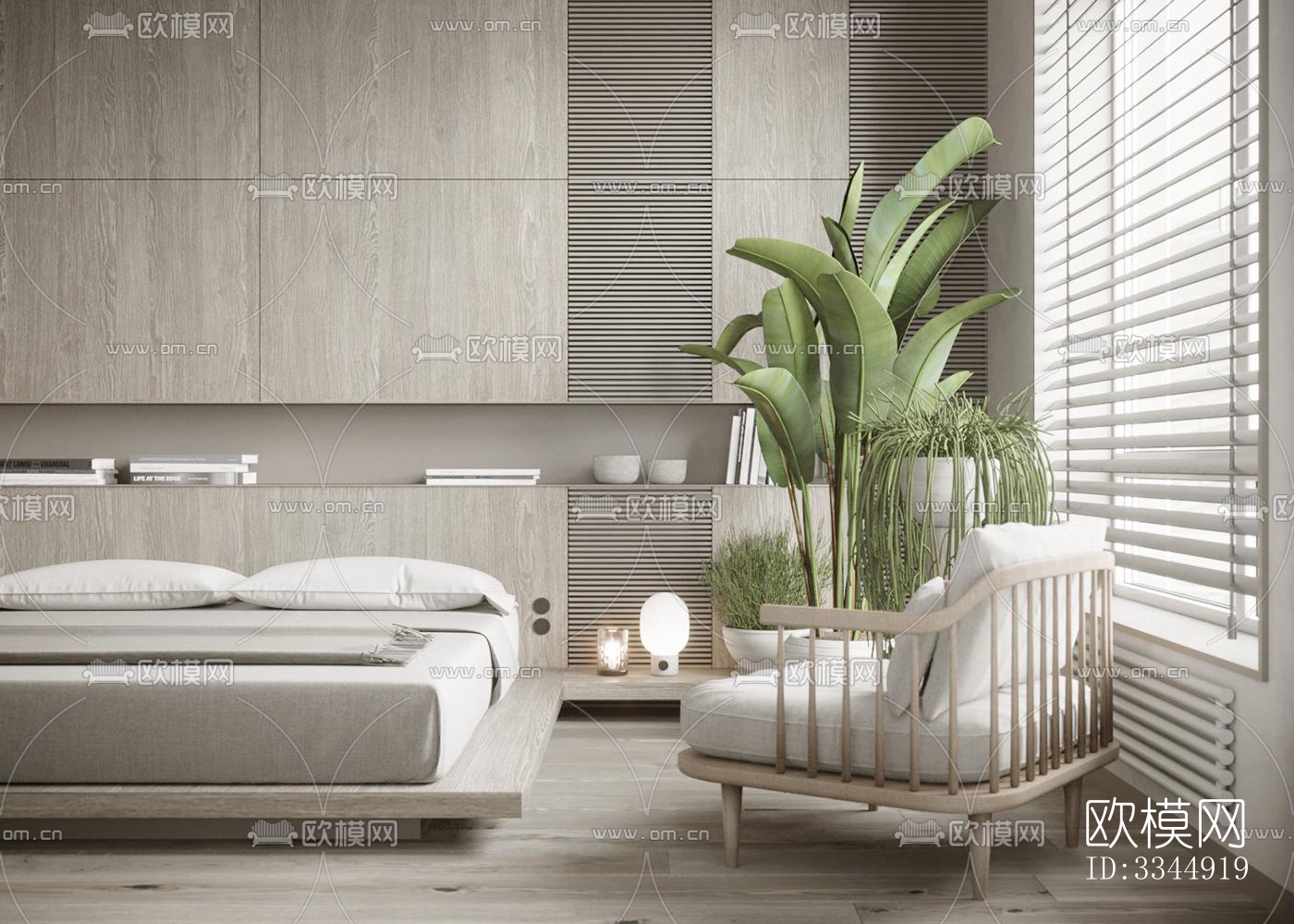 现代卧室效果图下载（渲染图1）