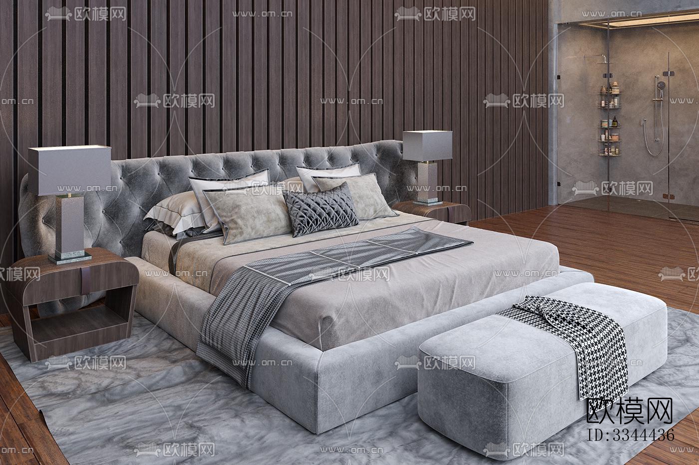 现代卧室效果图下载（渲染图1）