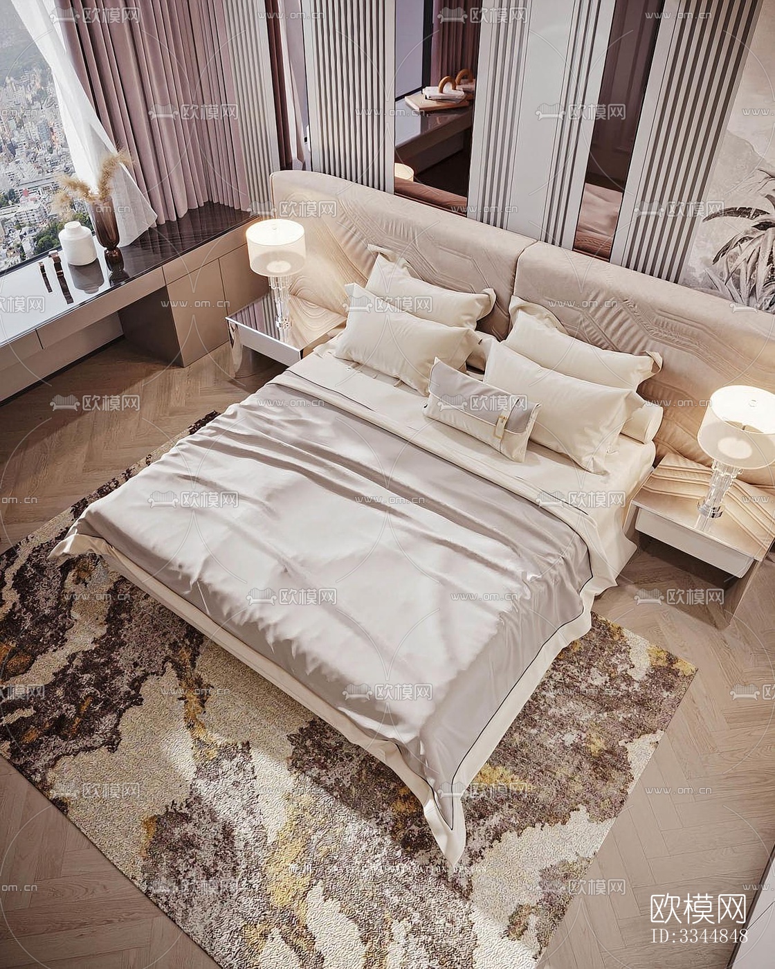 现代卧室效果图下载（渲染图3）