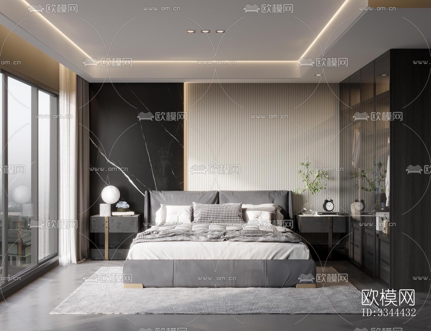 现代卧室效果图下载（渲染图3）