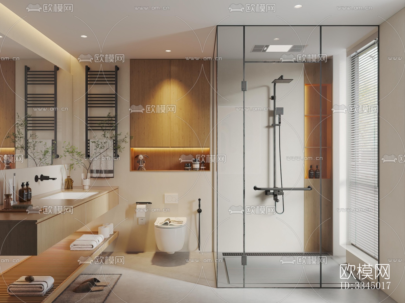 现代卫生间效果图下载（渲染图1）