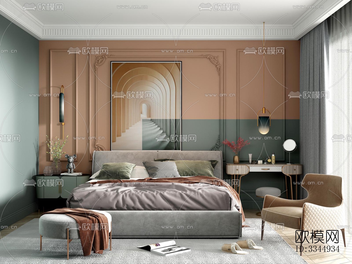 现代卧室效果图下载（渲染图13）