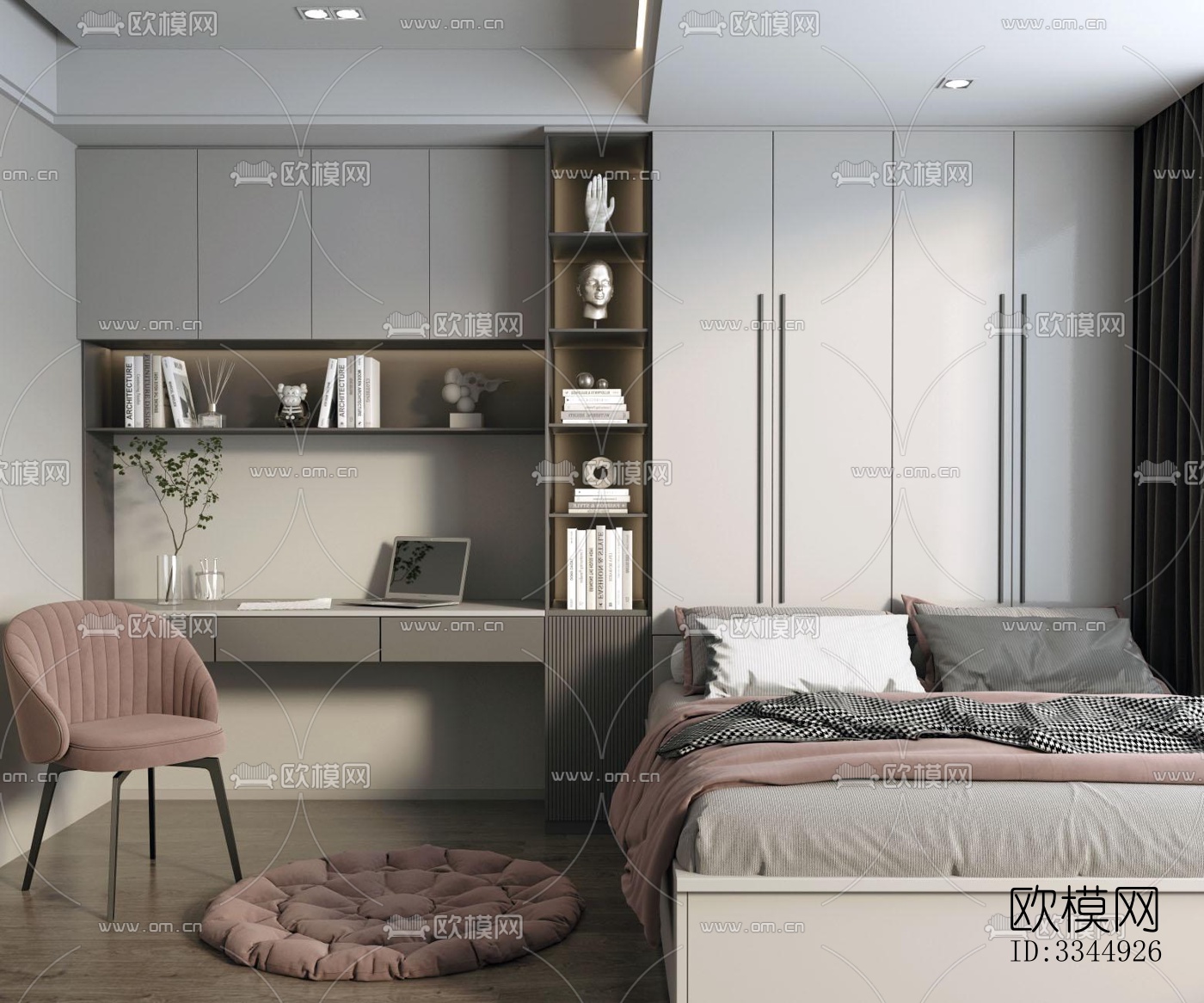 现代卧室效果图下载（渲染图1）