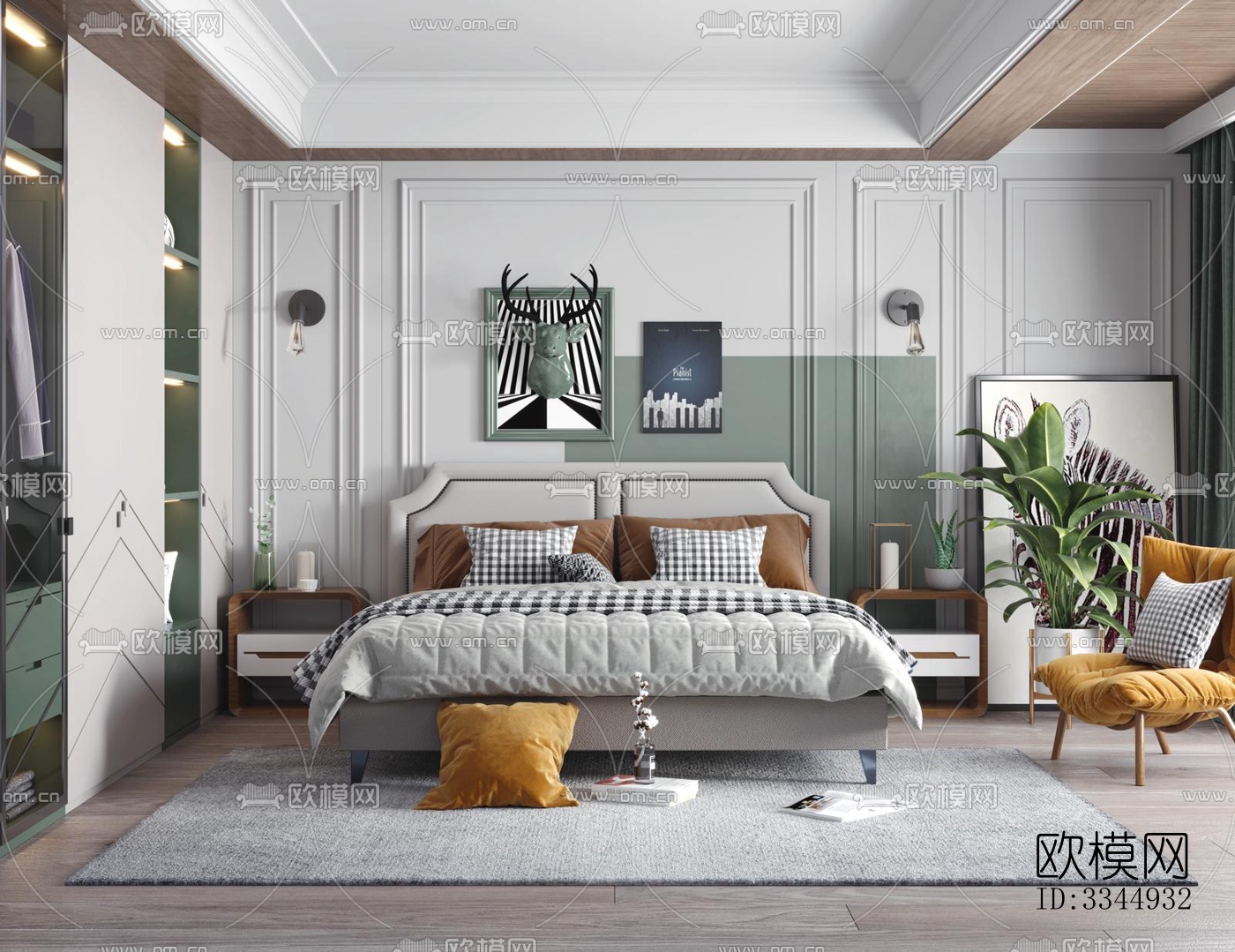 现代卧室效果图下载（渲染图3）