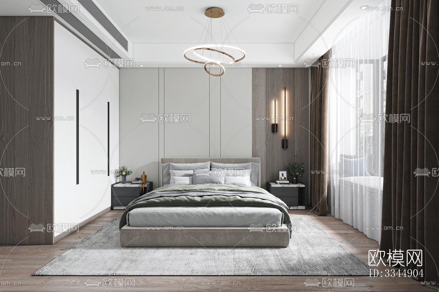 现代卧室效果图下载（渲染图14）