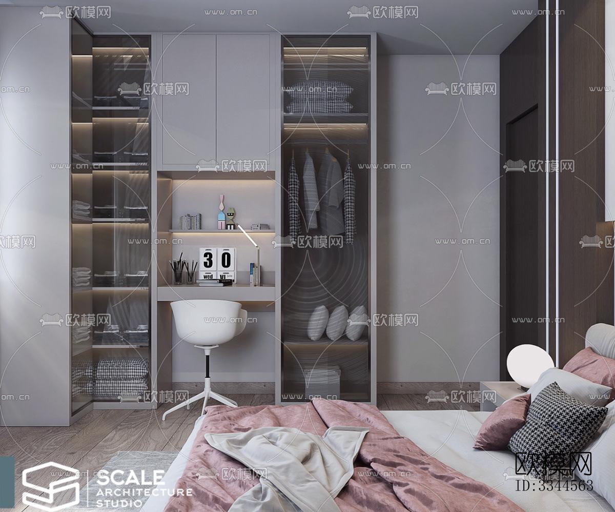 现代卧室效果图下载（渲染图3）