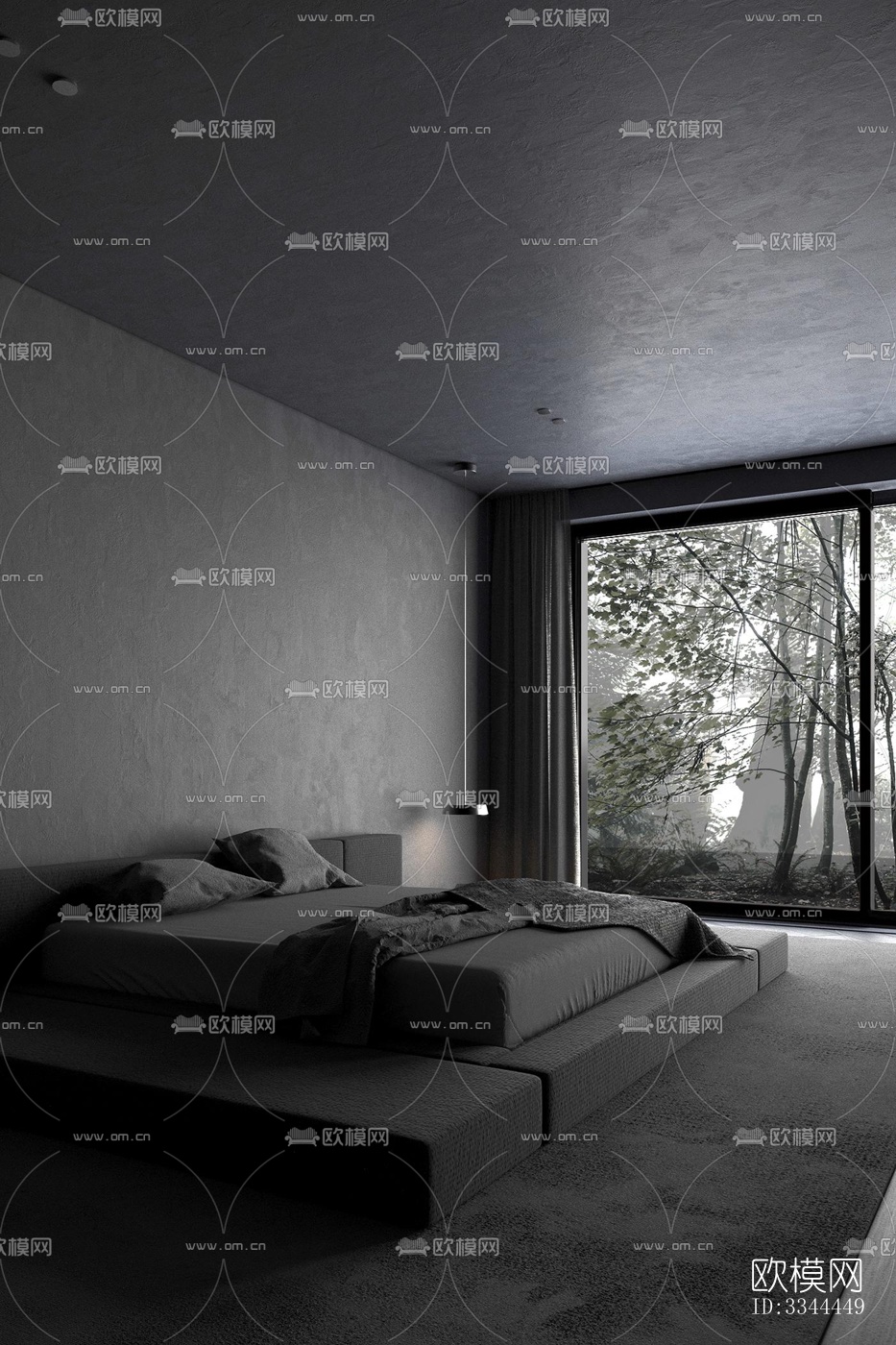 现代卧室效果图下载（渲染图3）