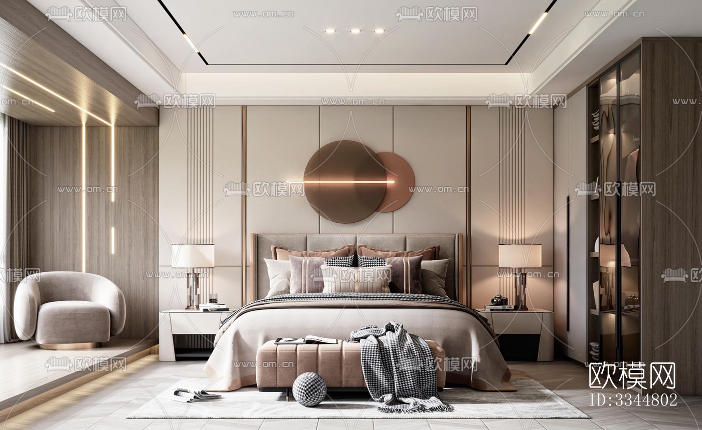 现代卧室效果图下载（渲染图7）