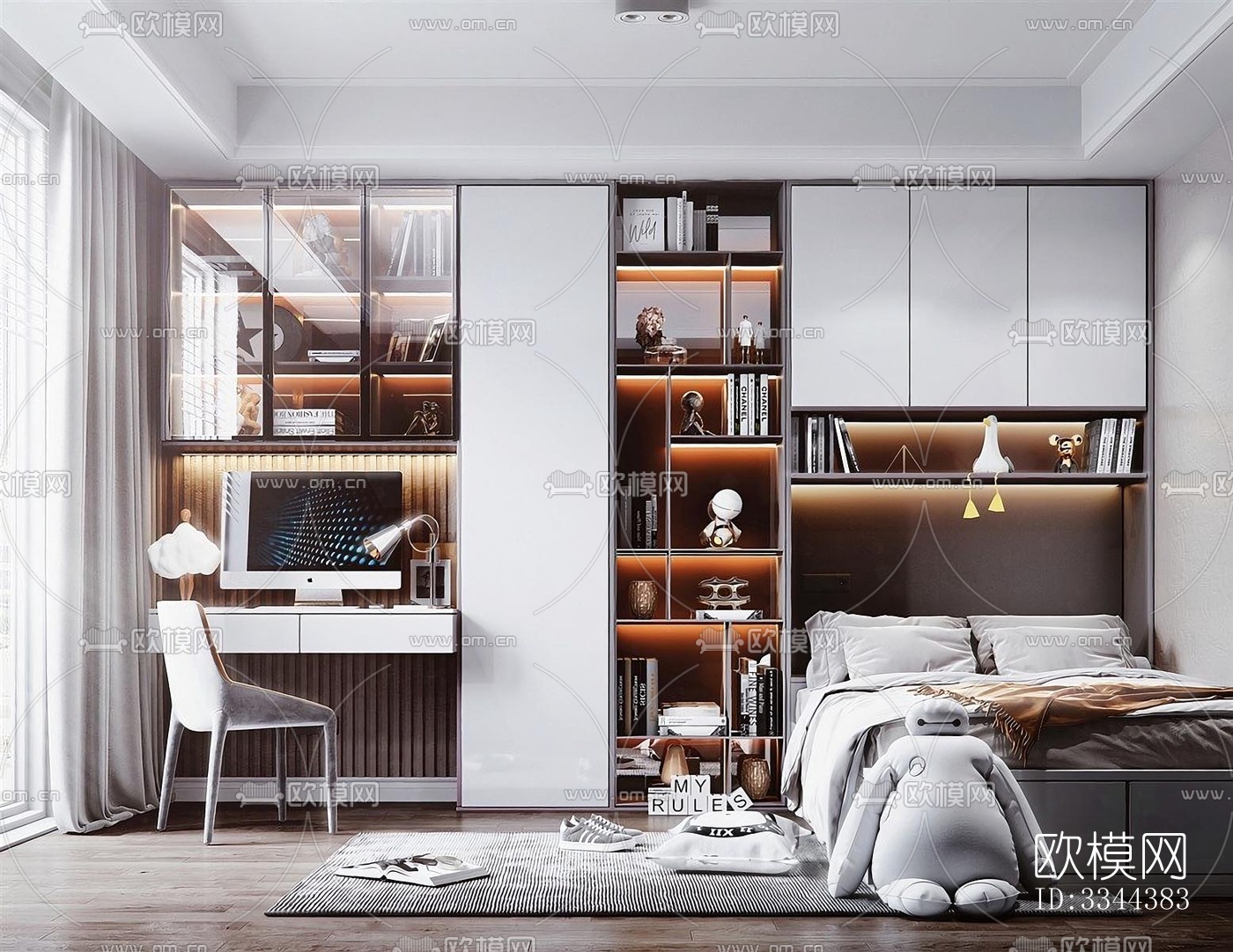 现代卧室效果图下载（渲染图8）