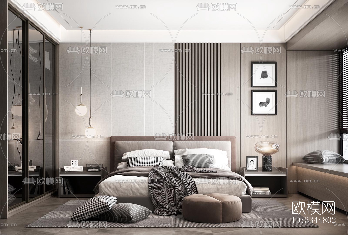 现代卧室效果图下载（渲染图3）