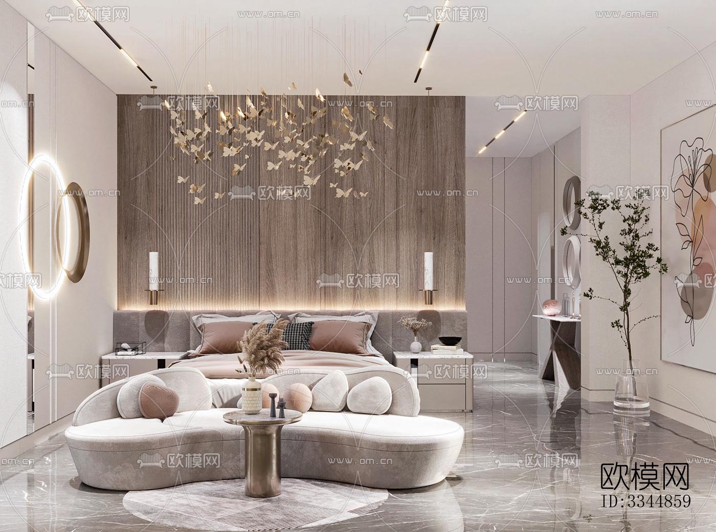 现代卧室效果图下载（渲染图2）