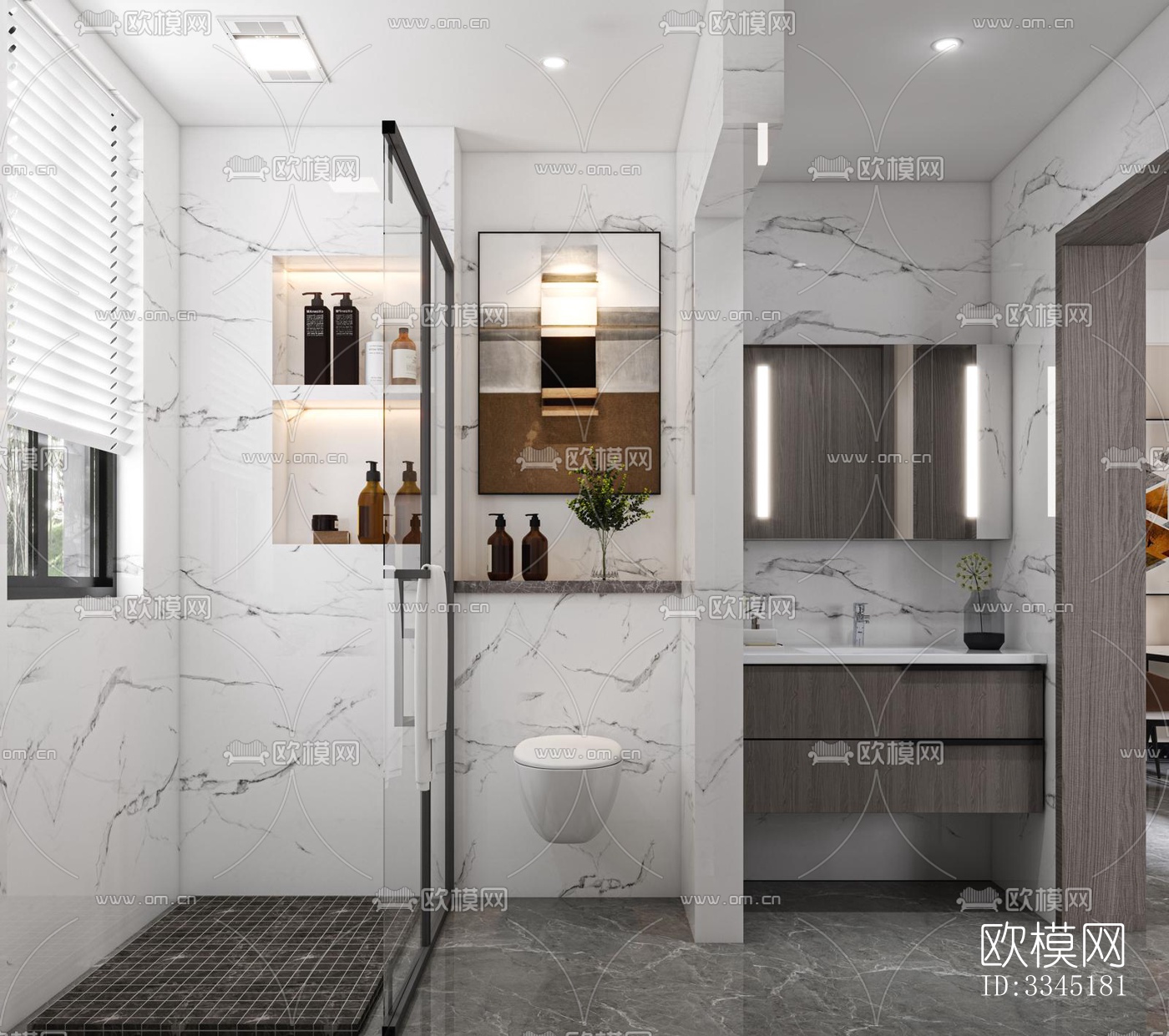 现代卫生间效果图下载（渲染图1）