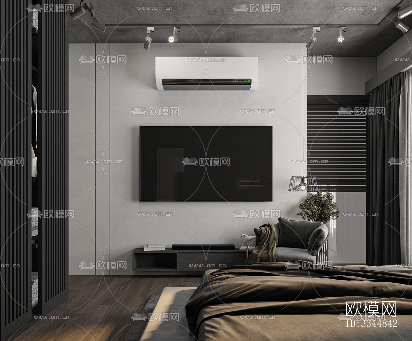 现代卧室效果图下载（渲染图4）