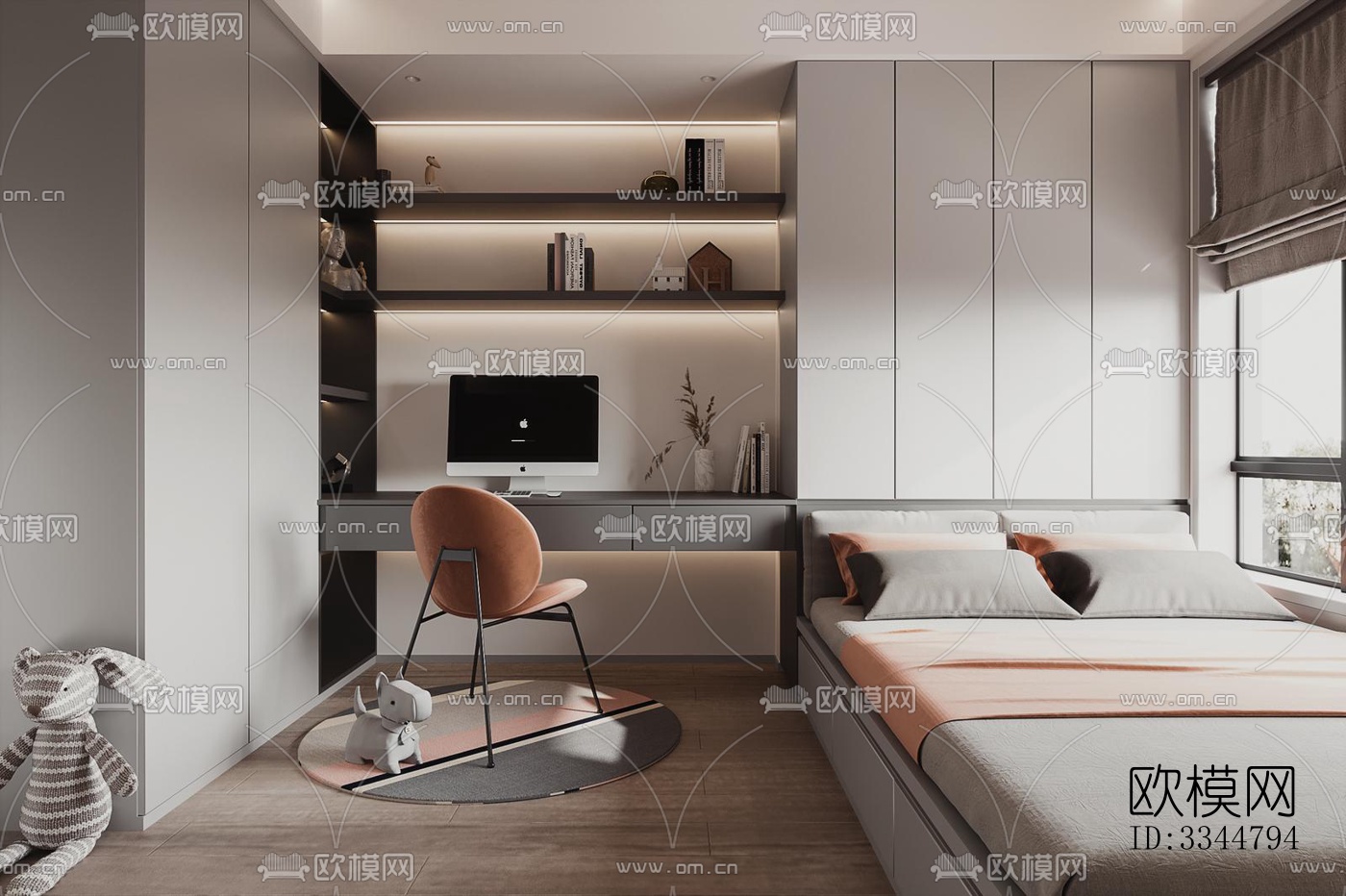 现代卧室效果图下载（渲染图1）