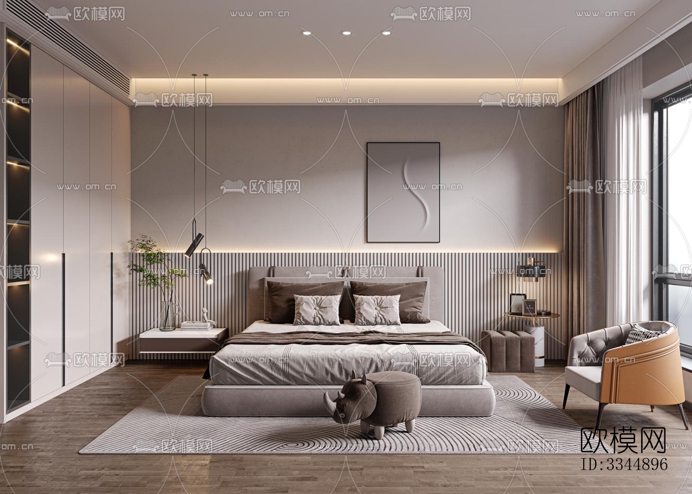 现代卧室效果图下载（渲染图14）