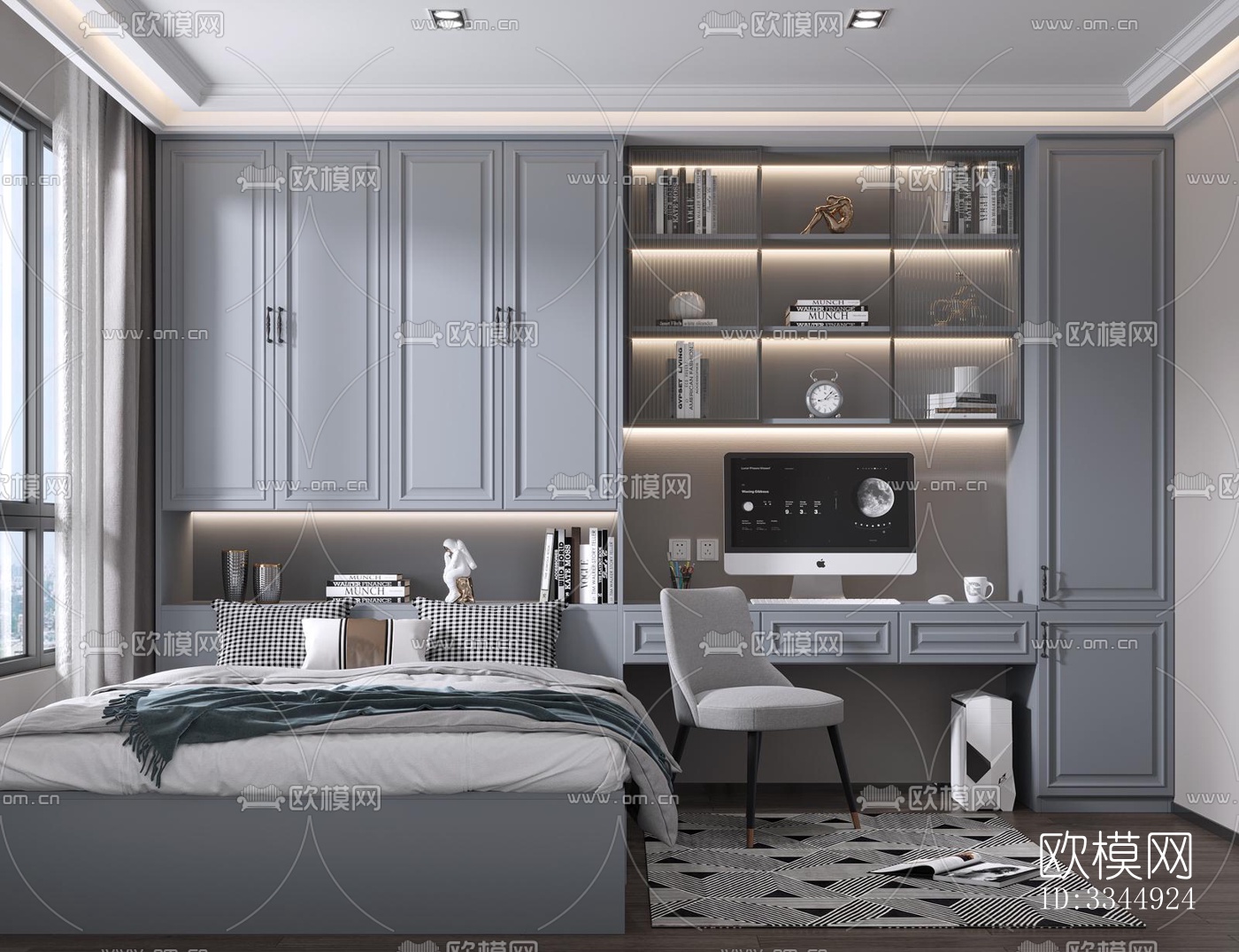 现代卧室效果图下载（渲染图14）