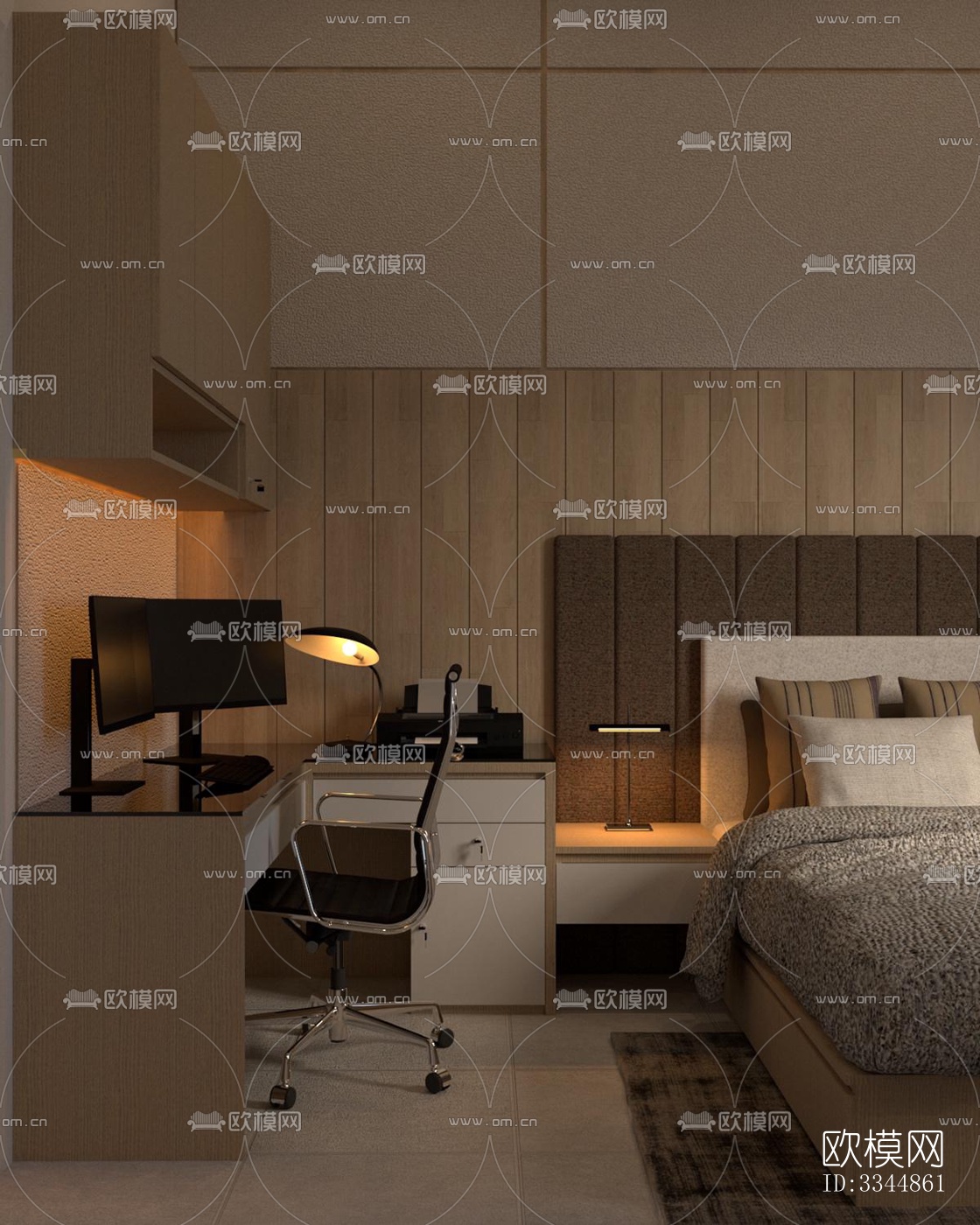 现代卧室效果图下载（渲染图4）