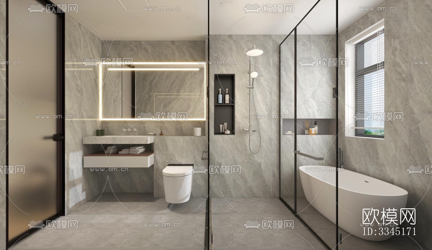 现代卫生间效果图下载（渲染图1）