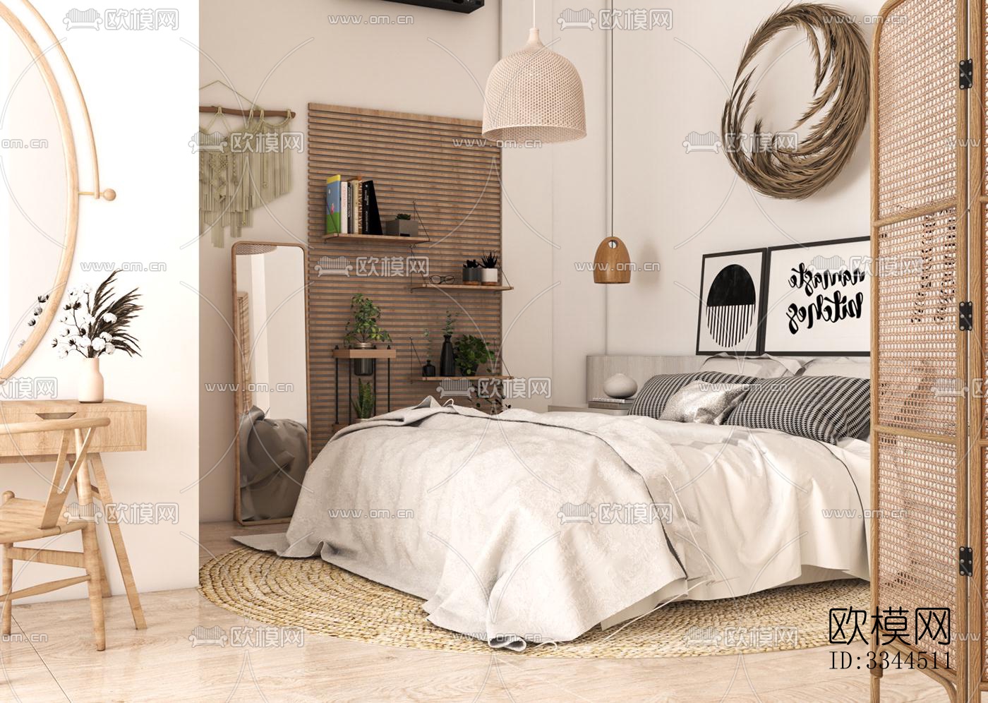 现代卧室效果图下载（渲染图3）