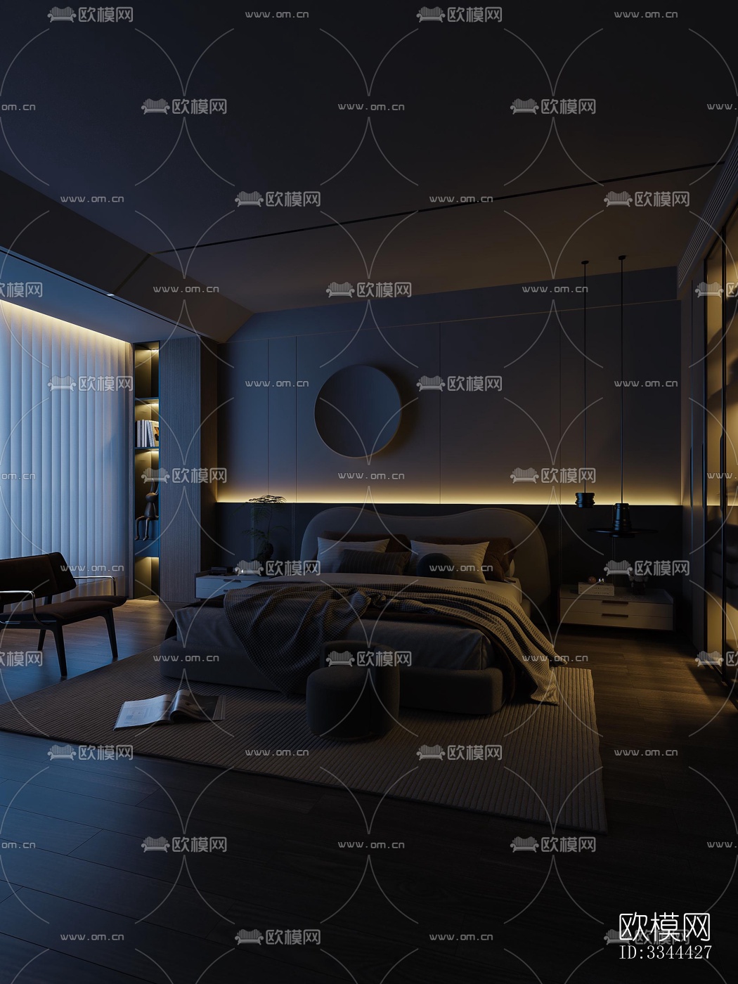 现代卧室效果图下载（渲染图9）