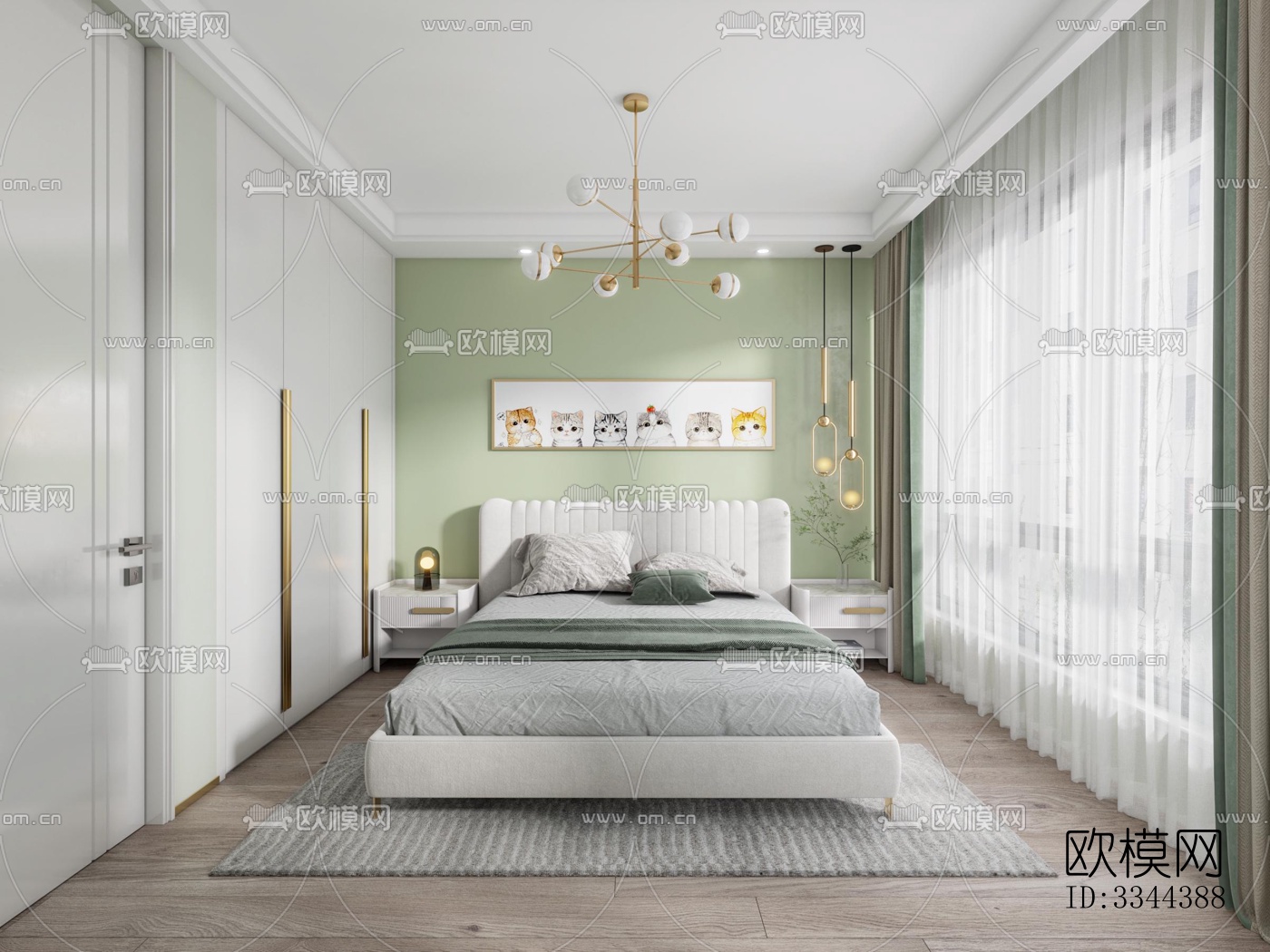 现代卧室效果图下载（渲染图2）