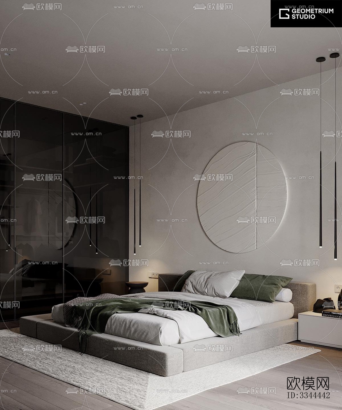 现代卧室效果图下载（渲染图3）