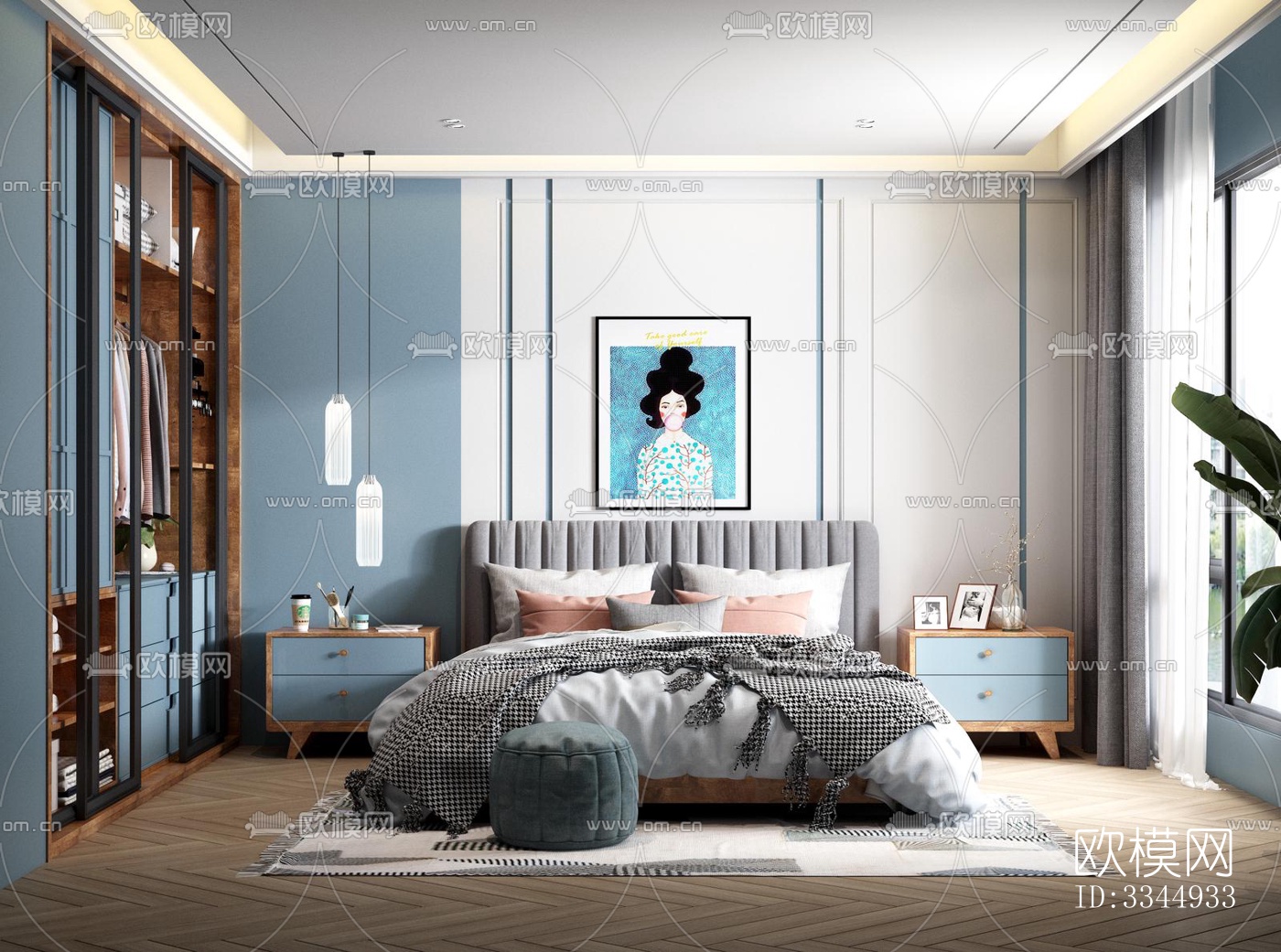 现代卧室效果图下载（渲染图12）