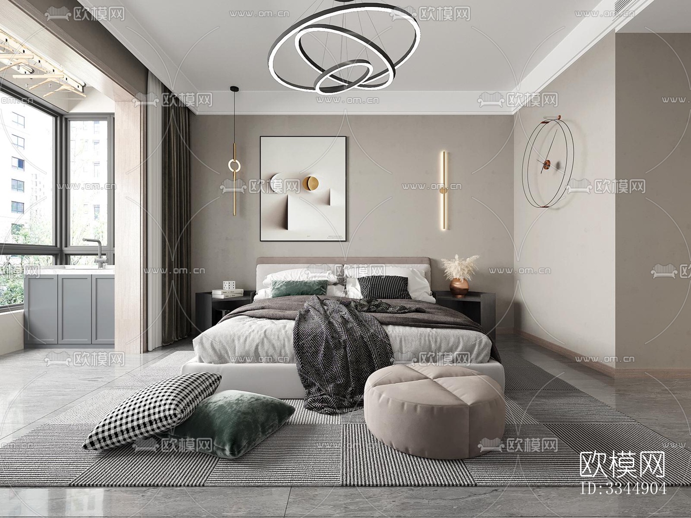 现代卧室效果图下载（渲染图7）