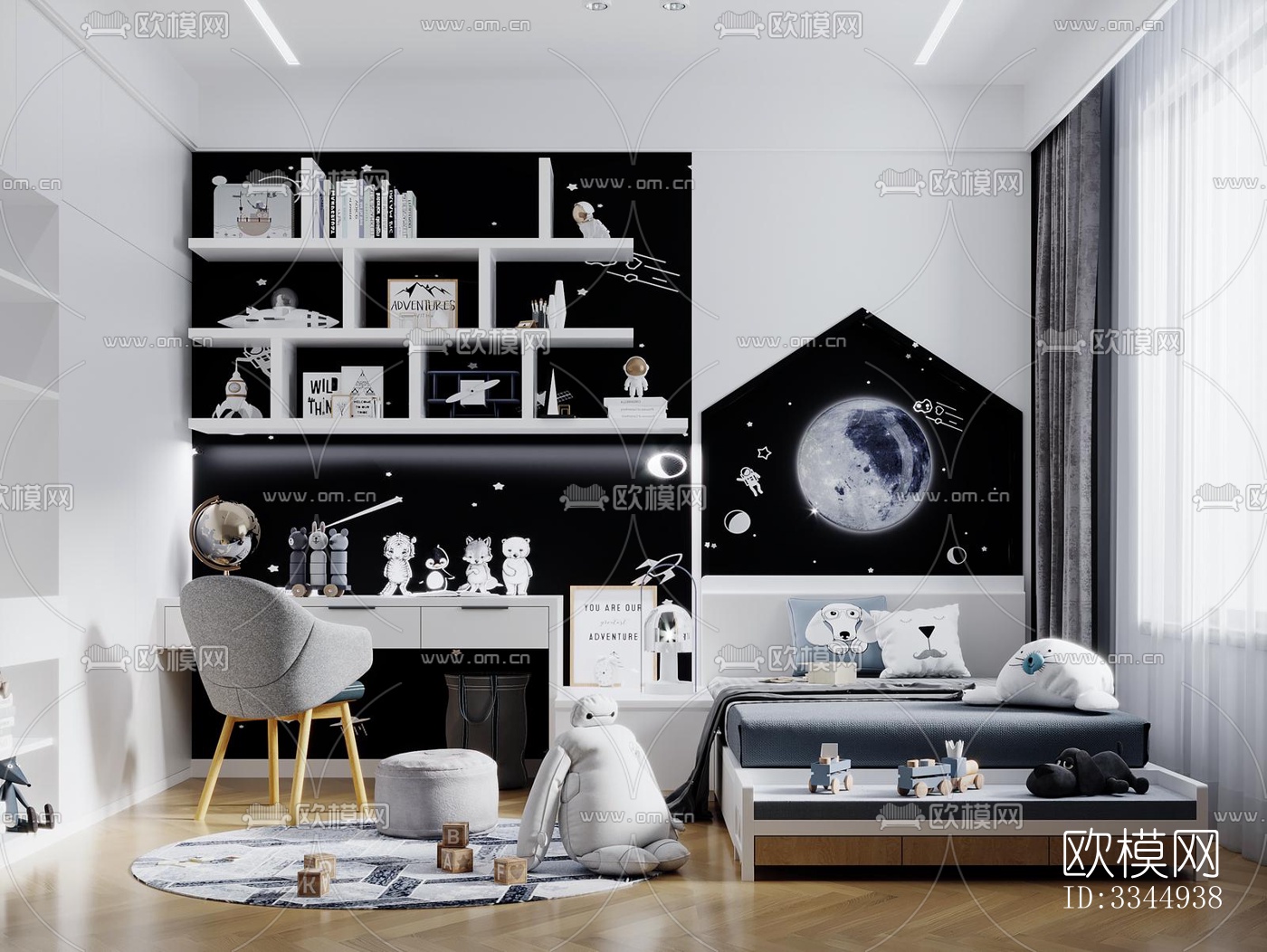 现代卧室效果图下载（渲染图12）