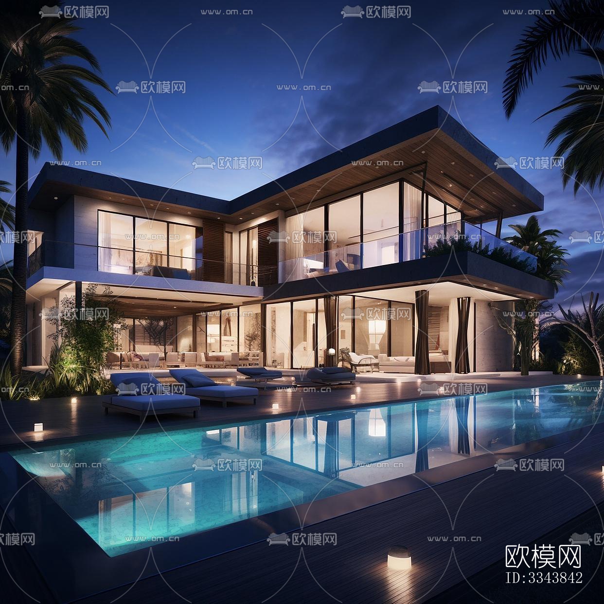 现代别墅效果图下载（渲染图1）