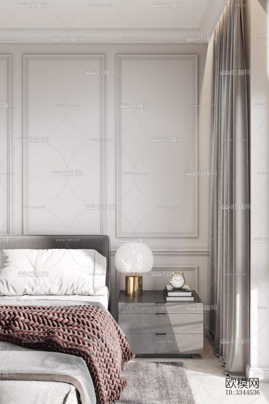 现代卧室效果图下载（渲染图1）