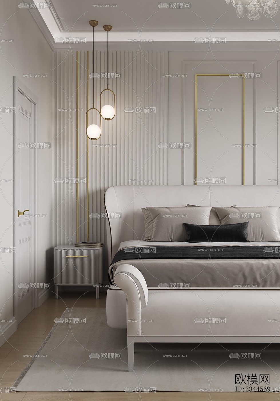 现代卧室效果图下载（渲染图10）