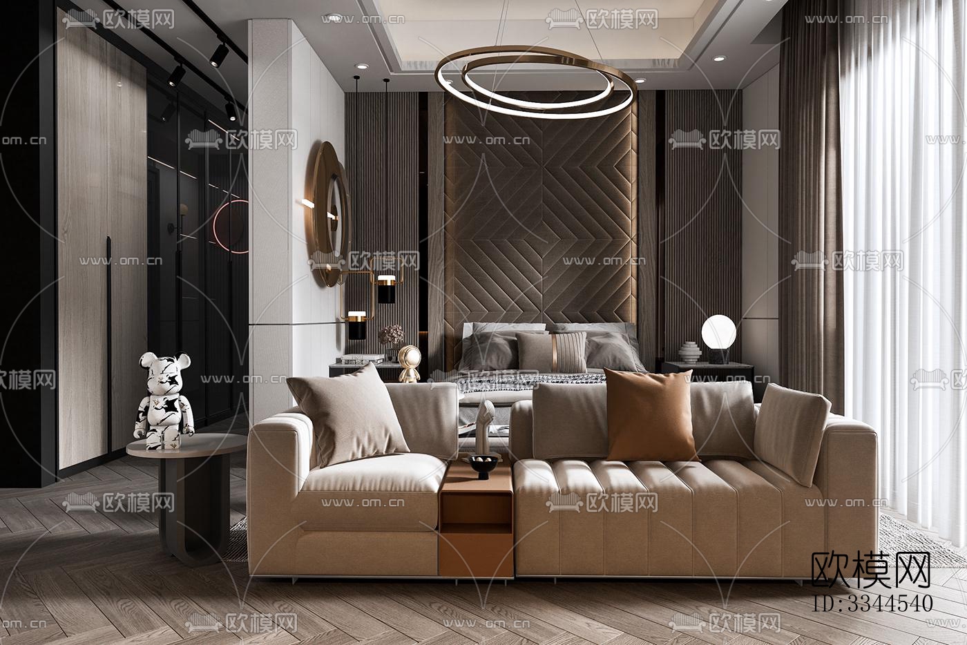 现代卧室效果图下载（渲染图2）