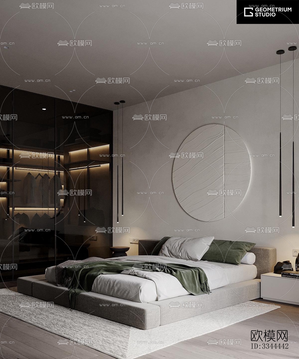 现代卧室效果图下载（渲染图4）