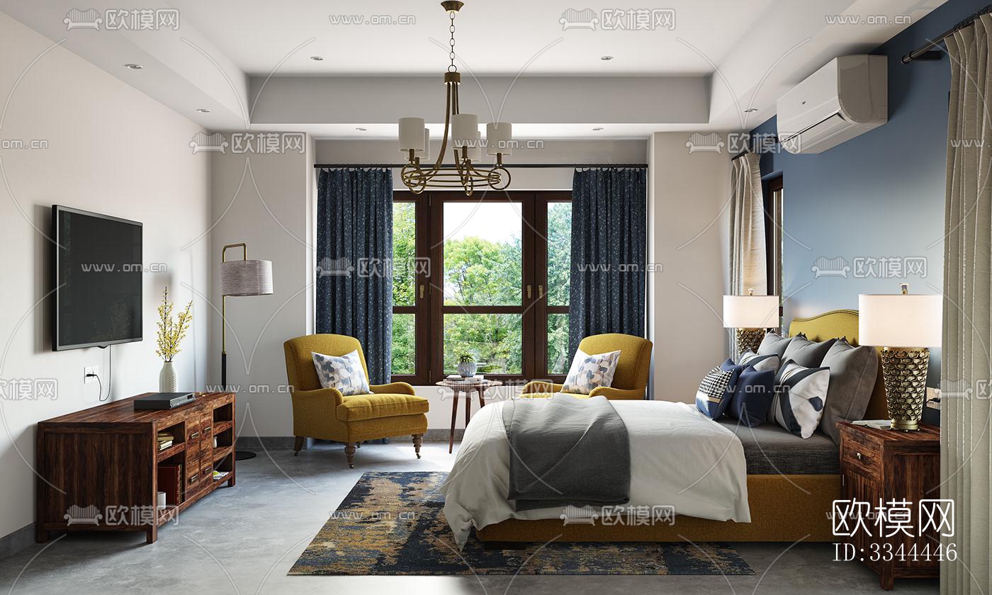 现代卧室效果图下载（渲染图3）