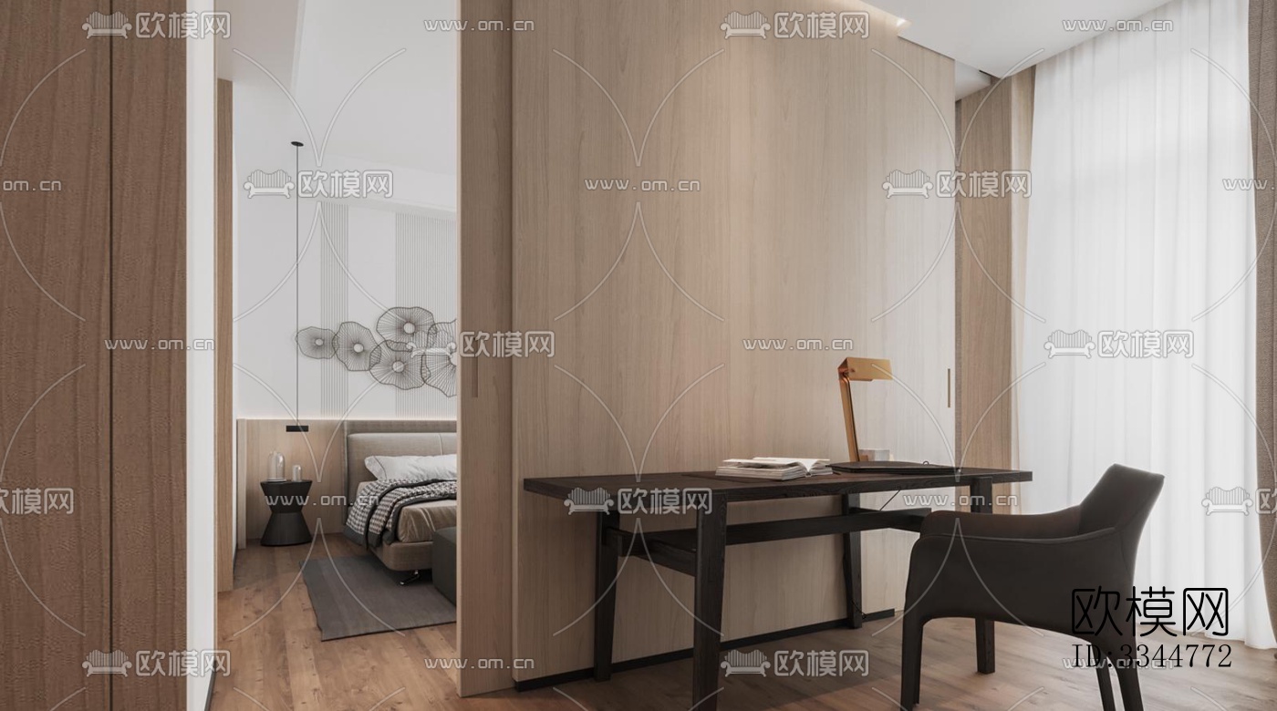 现代卧室效果图下载（渲染图1）
