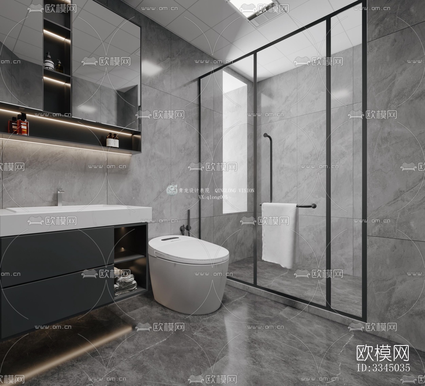 现代卫生间效果图下载（渲染图3）