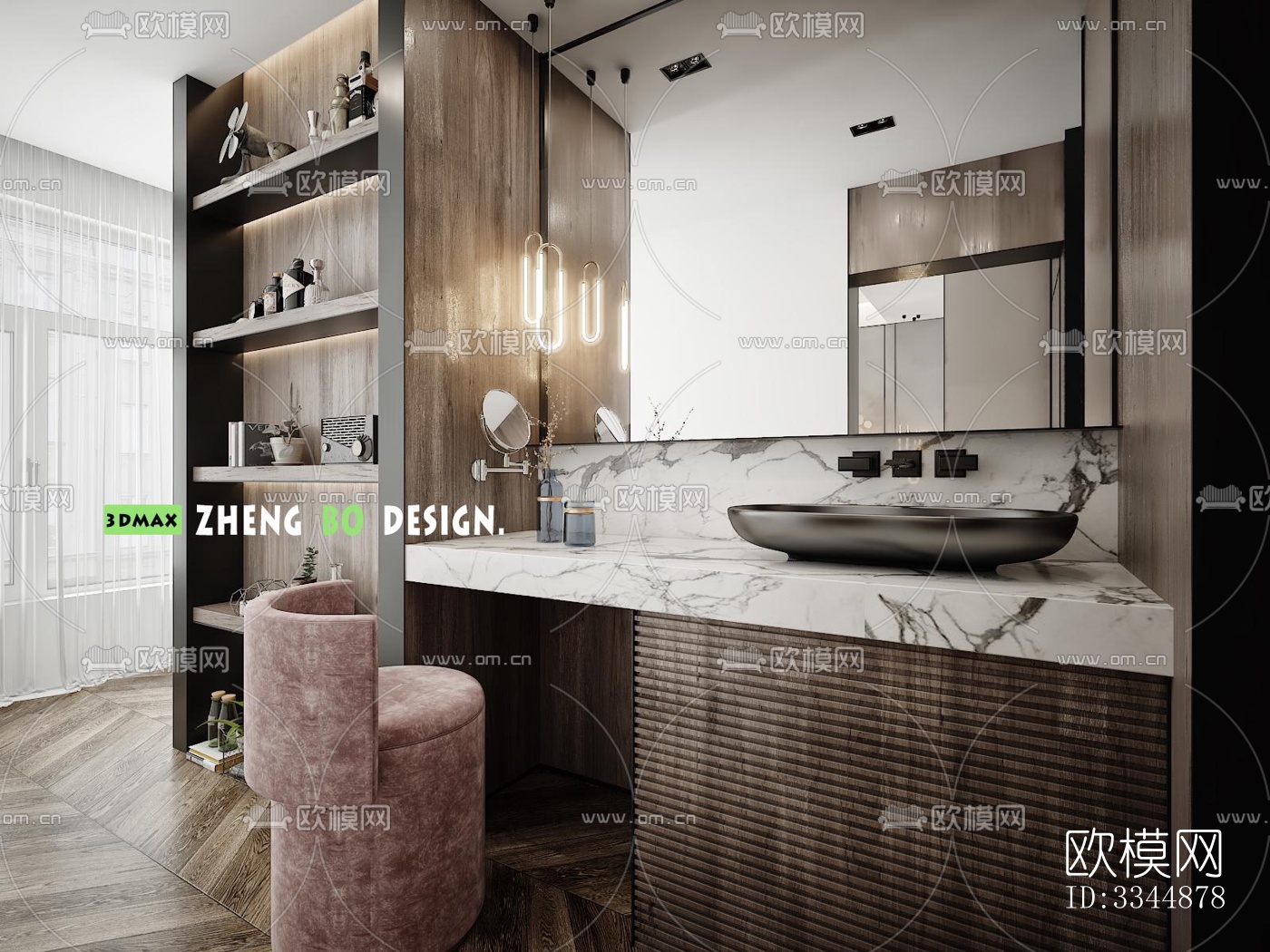 现代卧室效果图下载（渲染图2）