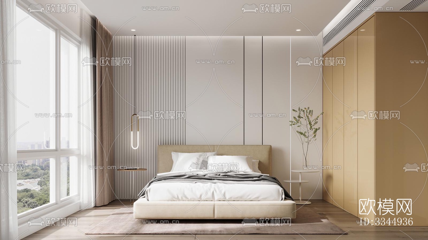现代卧室效果图下载（渲染图3）