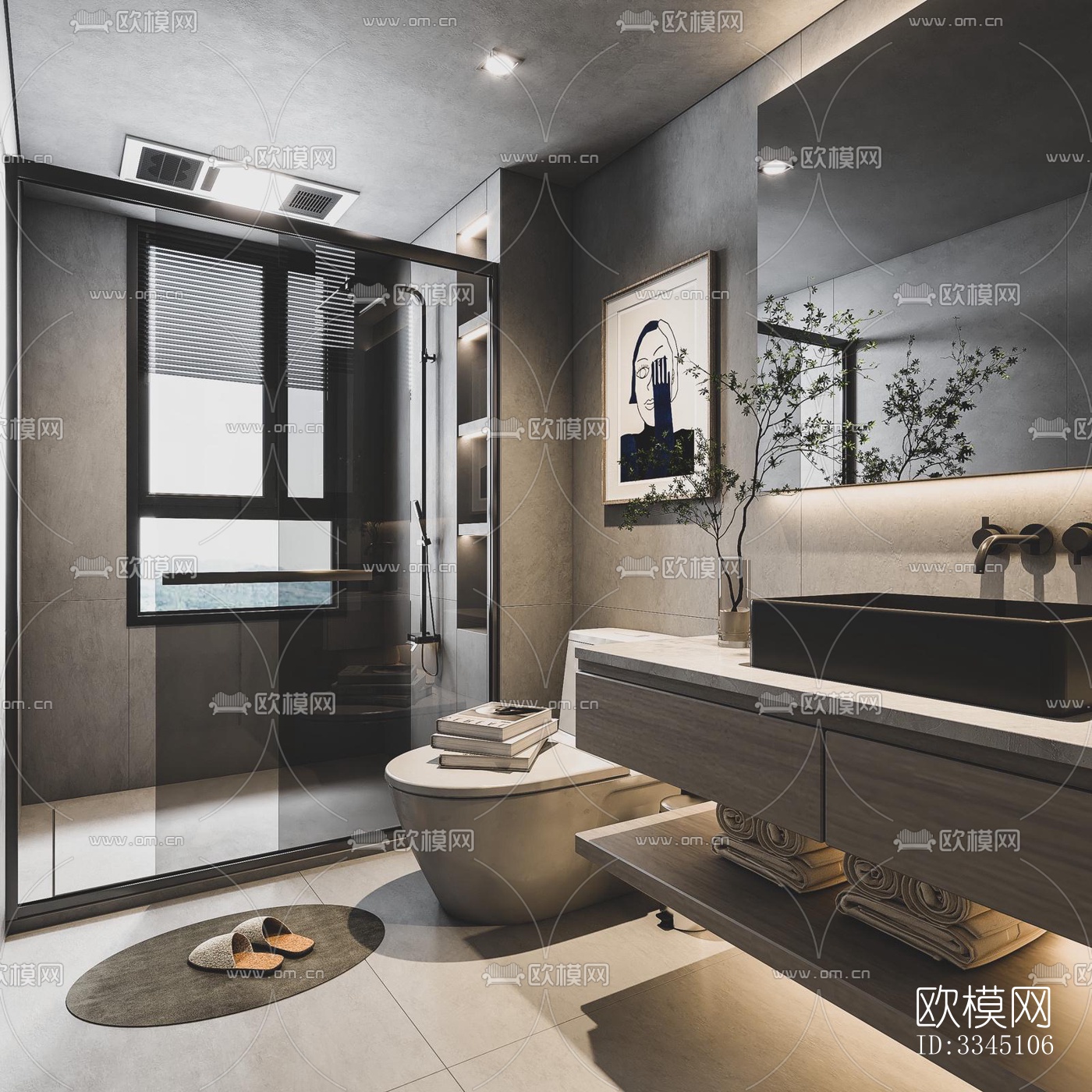现代卫生间效果图下载（渲染图3）