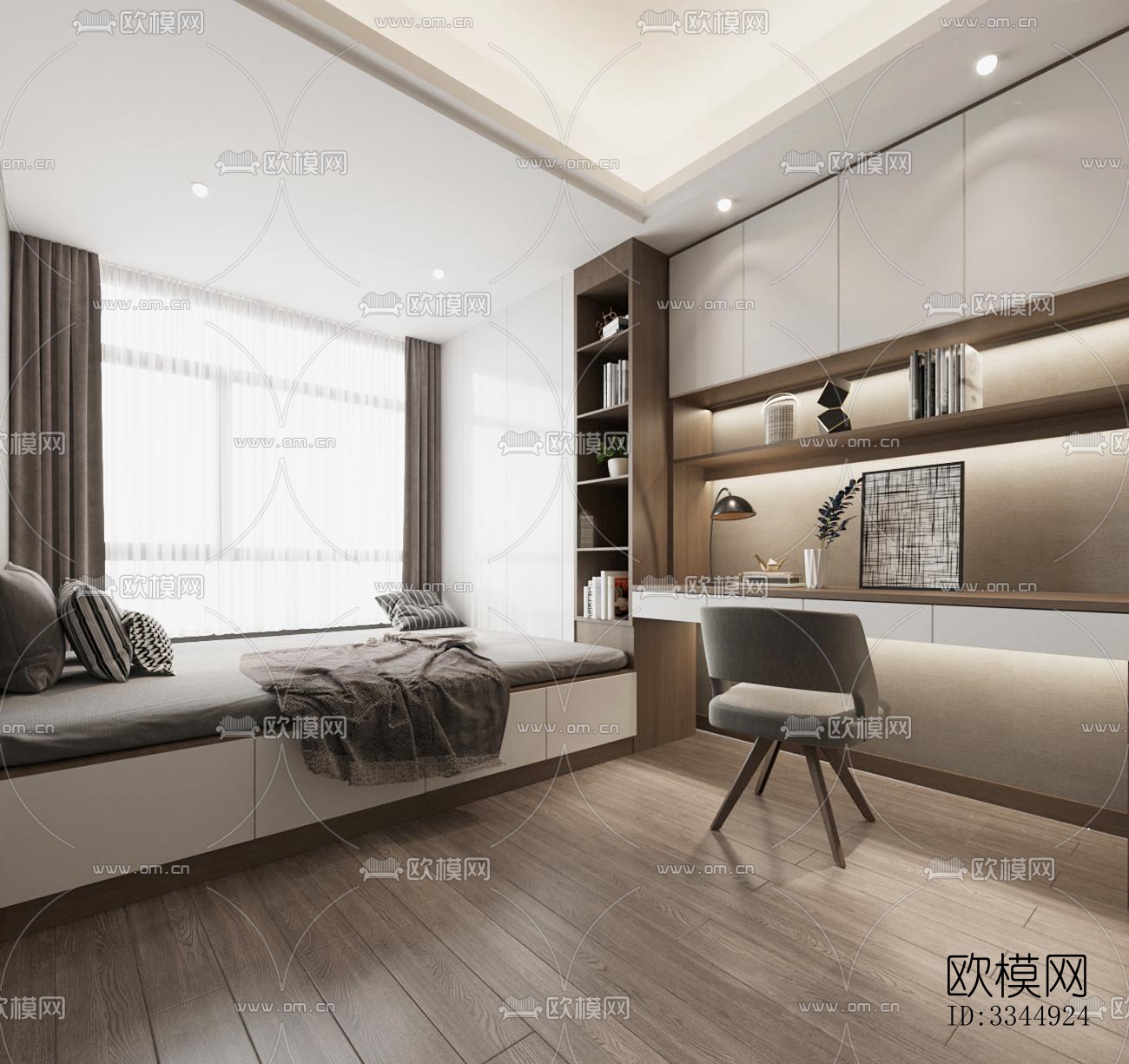 现代卧室效果图下载（渲染图7）