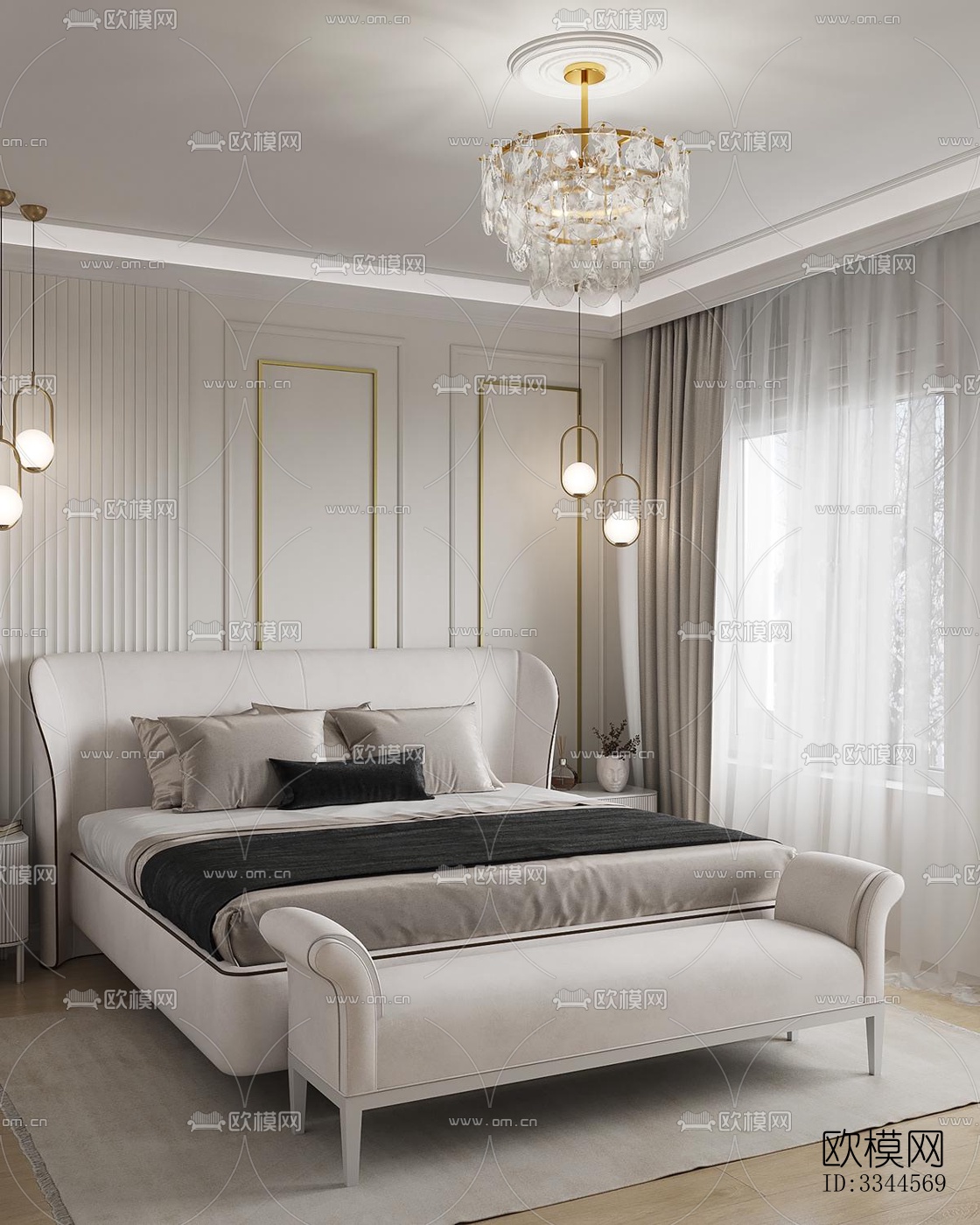 现代卧室效果图下载（渲染图2）
