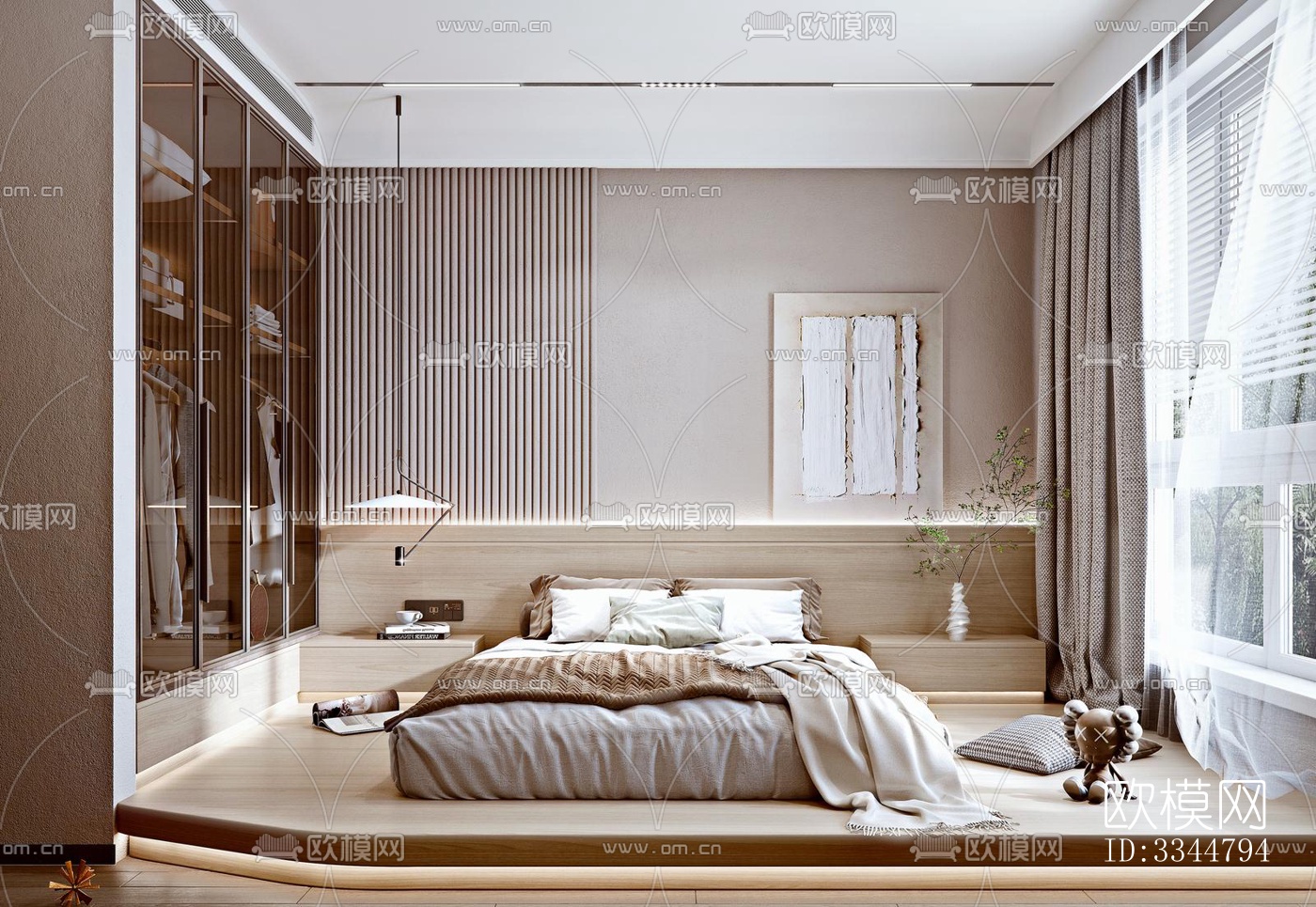 现代卧室效果图下载（渲染图7）