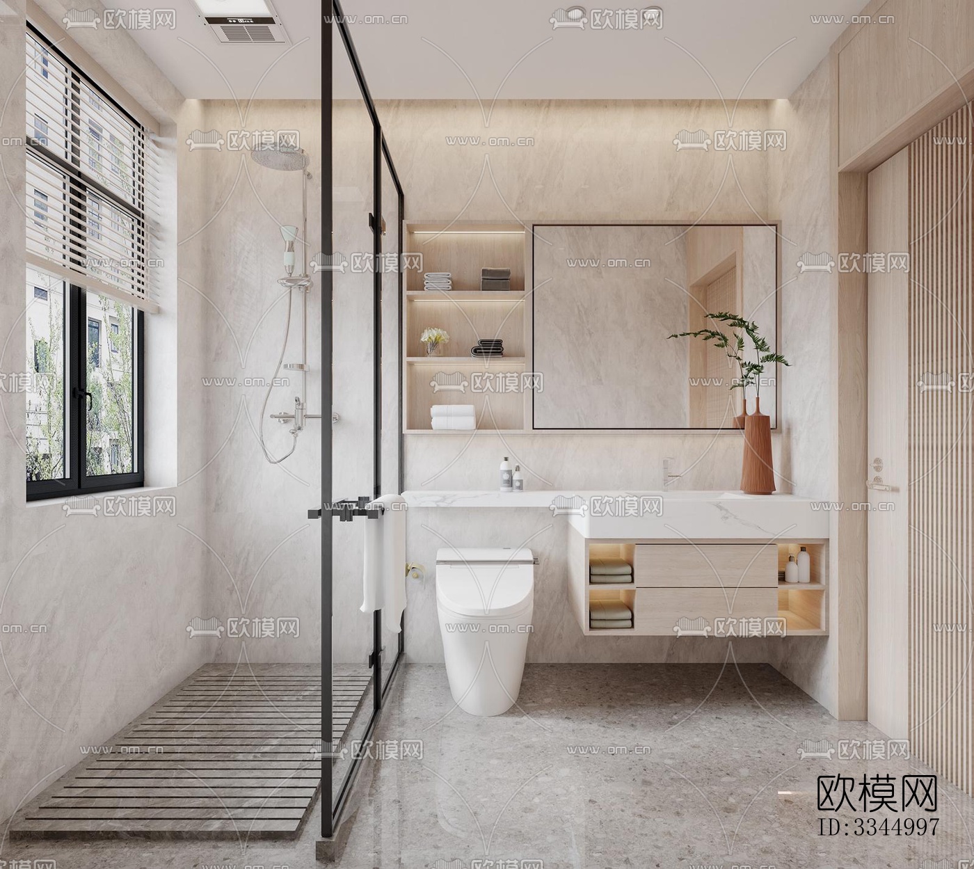 现代卫生间效果图下载（渲染图1）