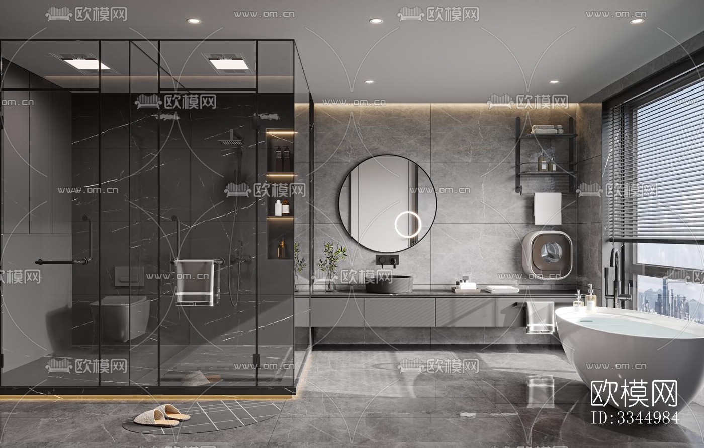 现代卫生间效果图下载（渲染图1）